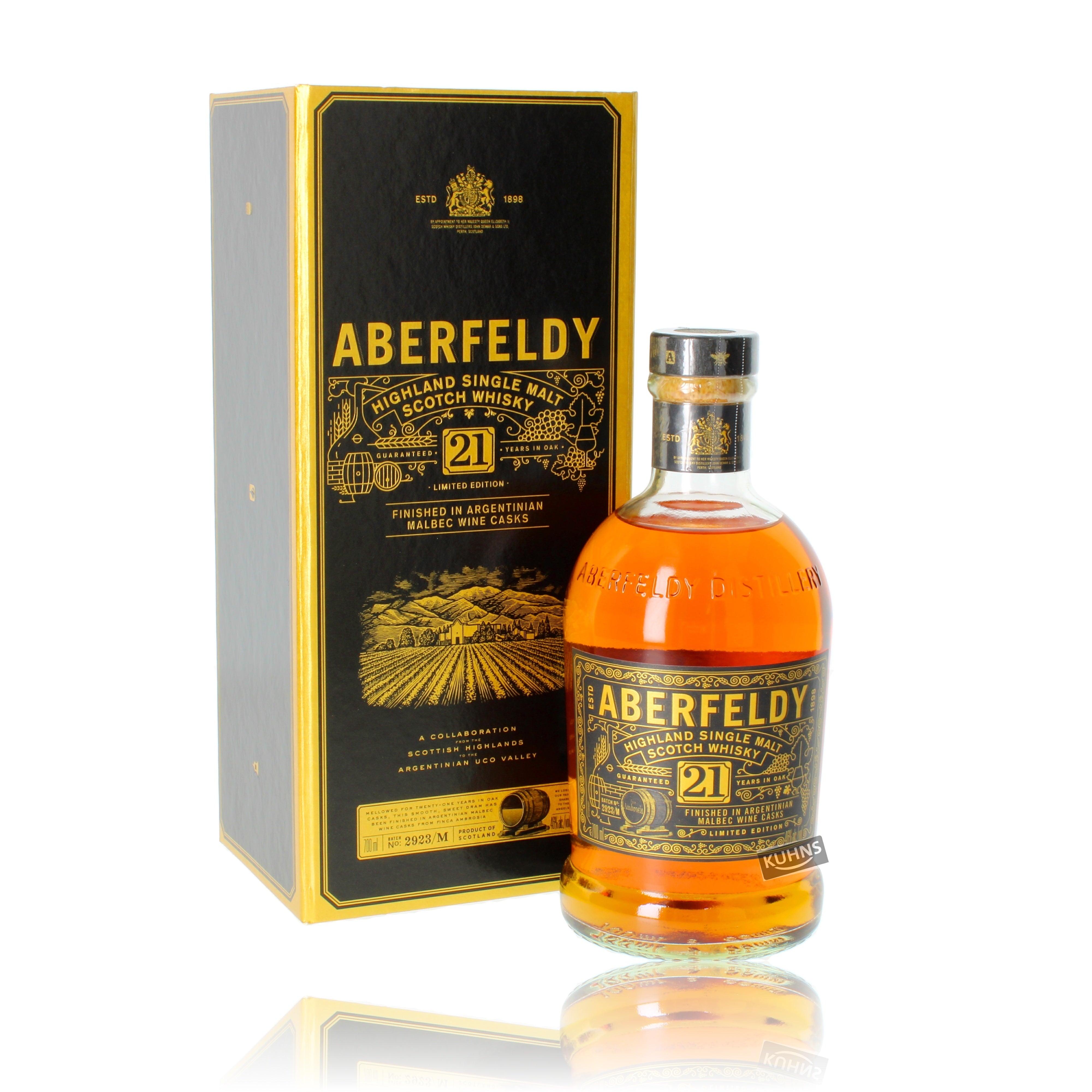 Barricas de vino Malbec Aberfeldy 21 años, 0,7 l, 46 % vol.
