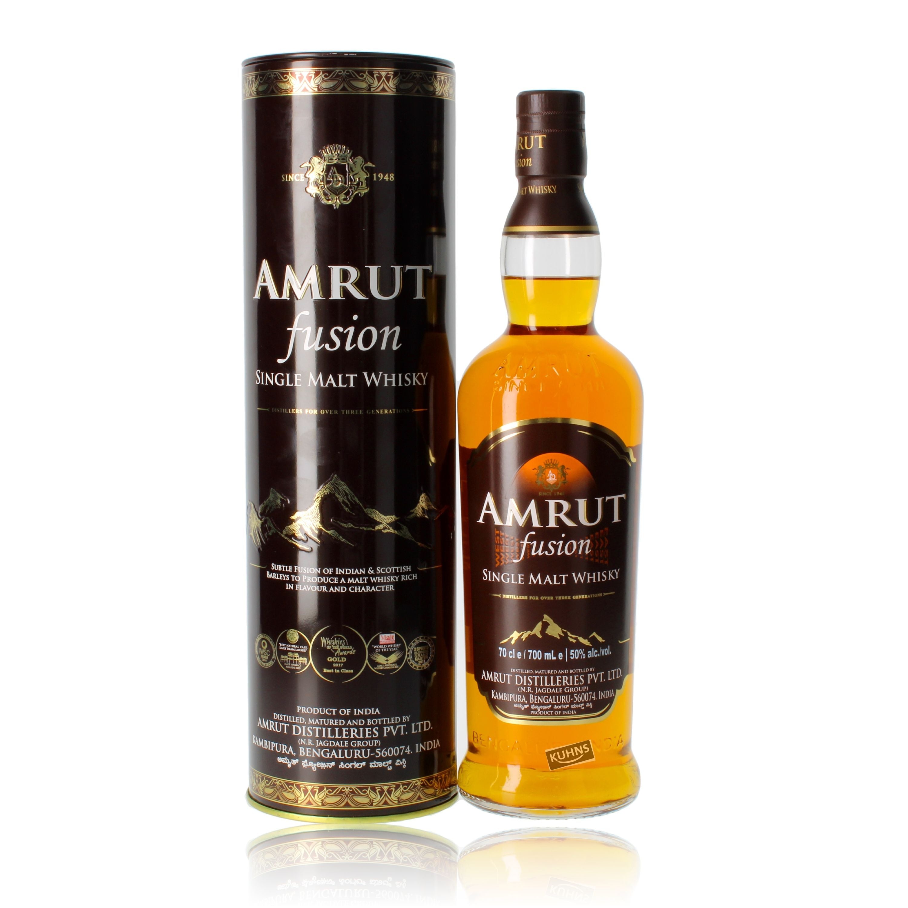 Amrut Fusion Indian Single Malt Whisky 0,7l, alk. 50 tilavuus-%