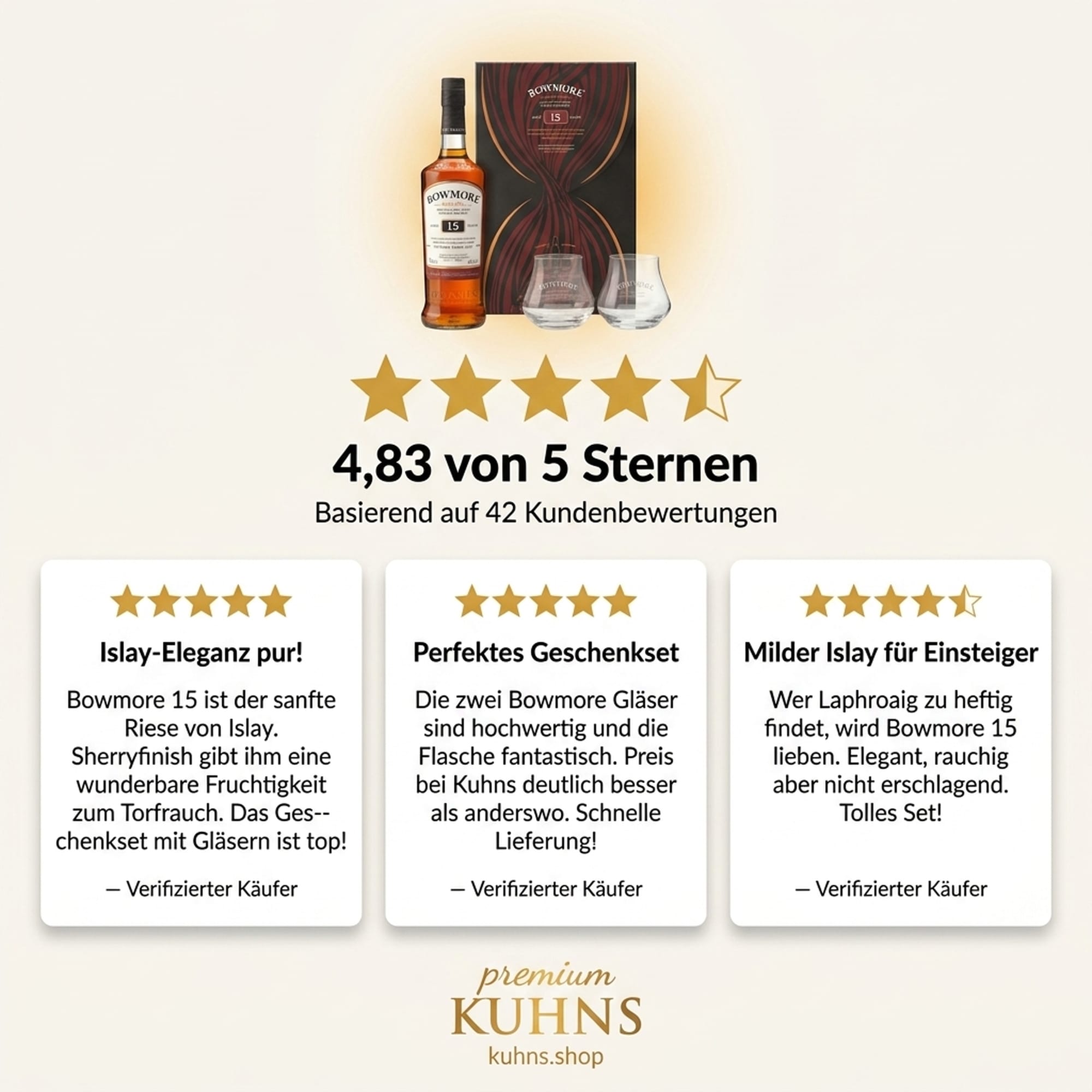 Bowmore 15 Year Old Gift Set 0.7l, alc. 43% by vol.