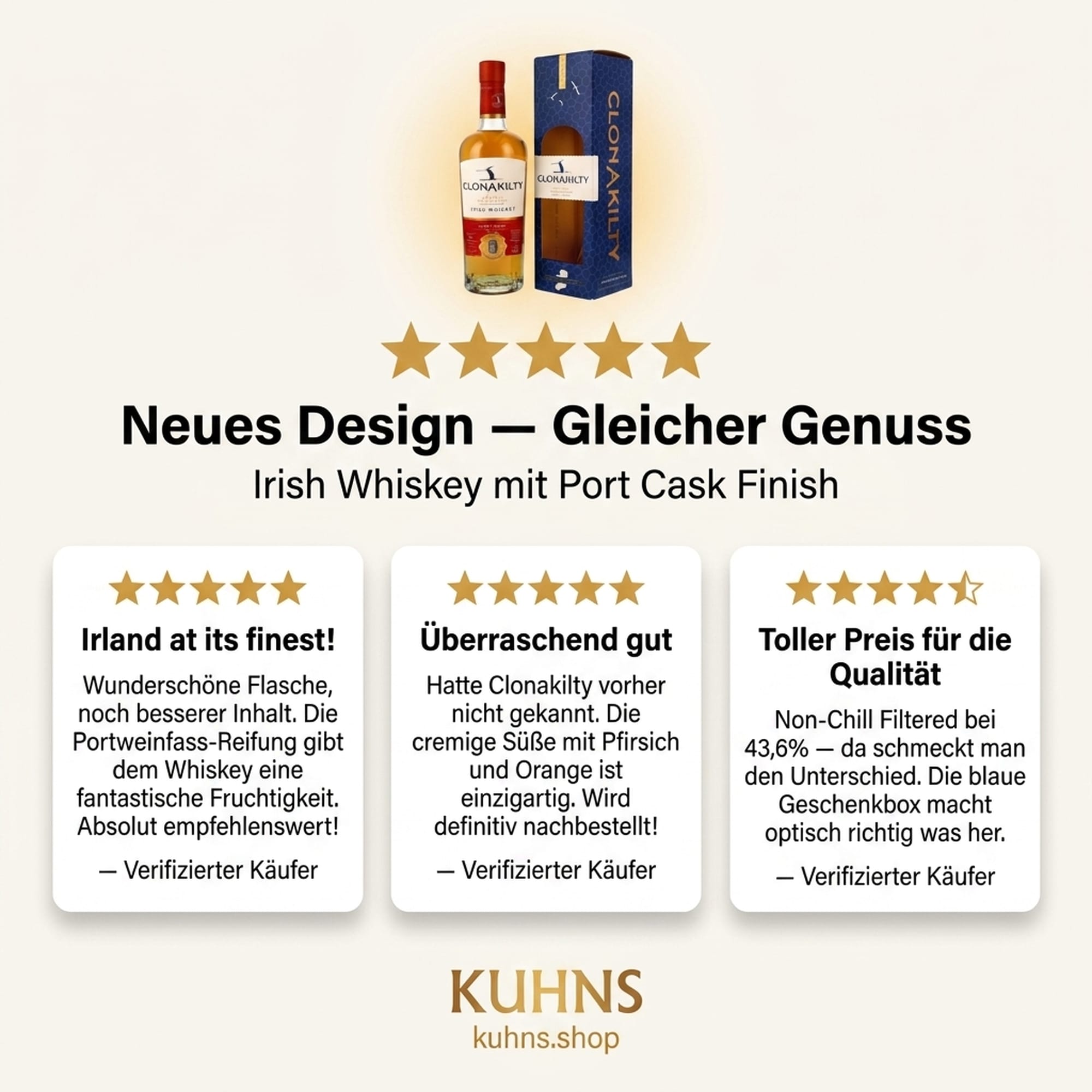 Whisky irlandés Clonakilty Port Cask 0,7 l, 43,6 % vol.