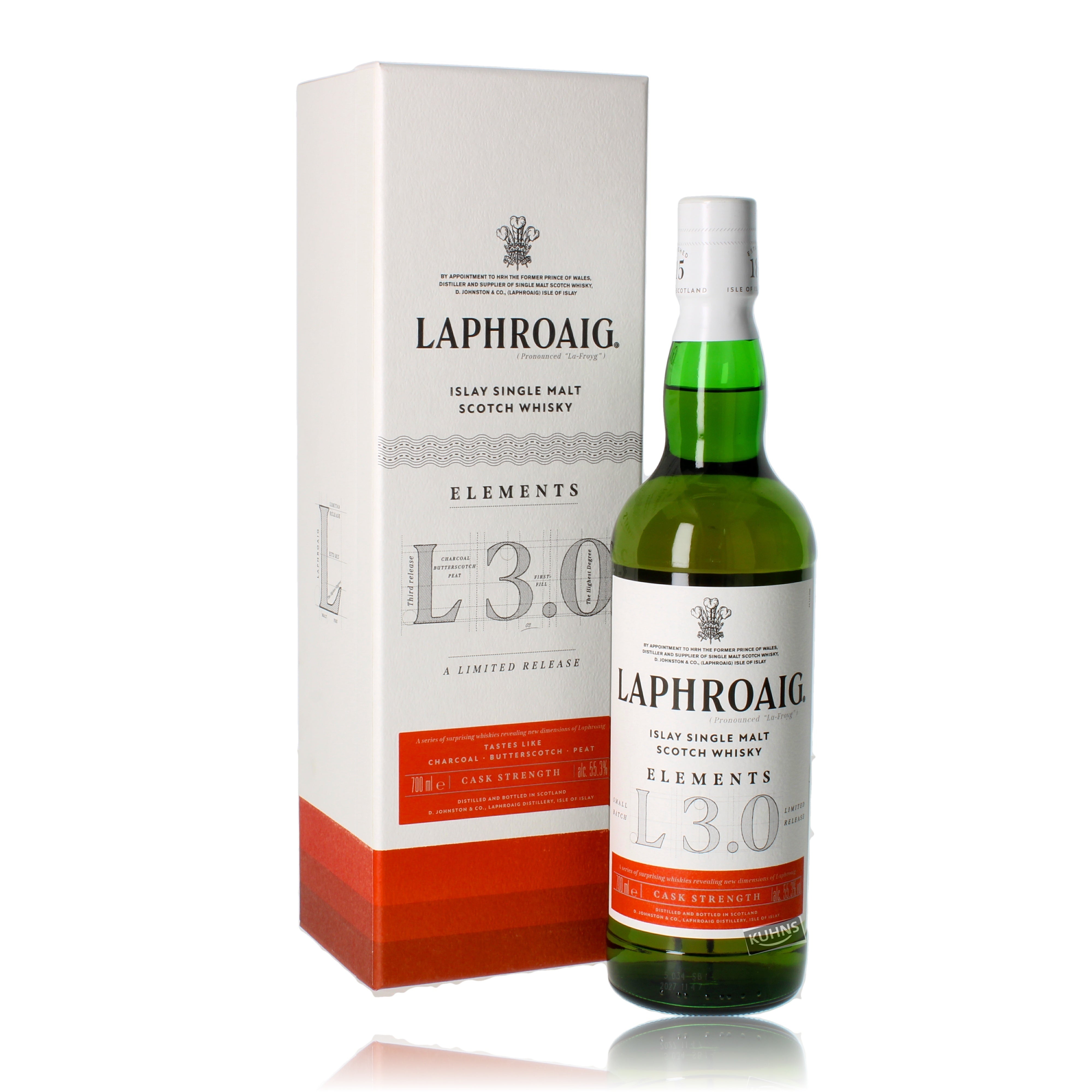 Laphroaig Elements 3.0 2025, 0,7 l, alkoholipitoisuus 55,3 tilavuusprosenttia.