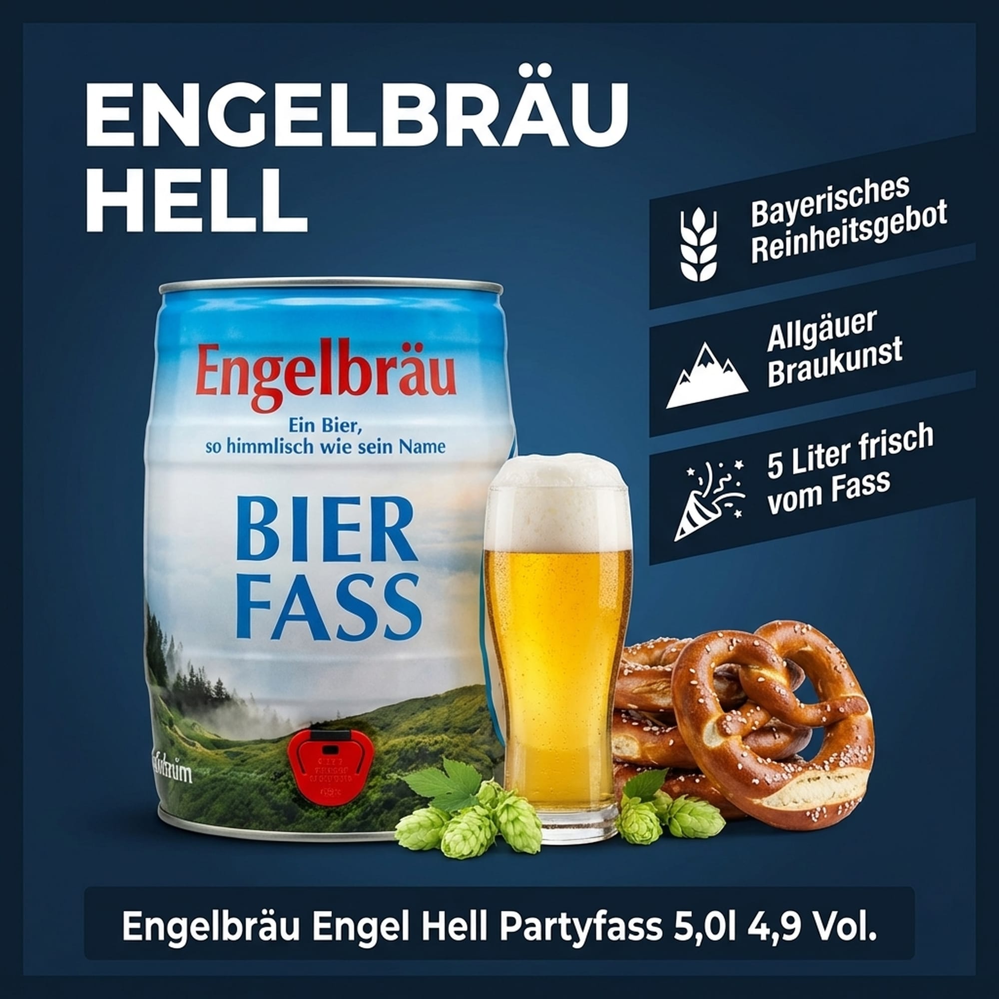 Engelbräu Engel Hell Partyfass 5,0l, alc. 4,9 Vol.-%