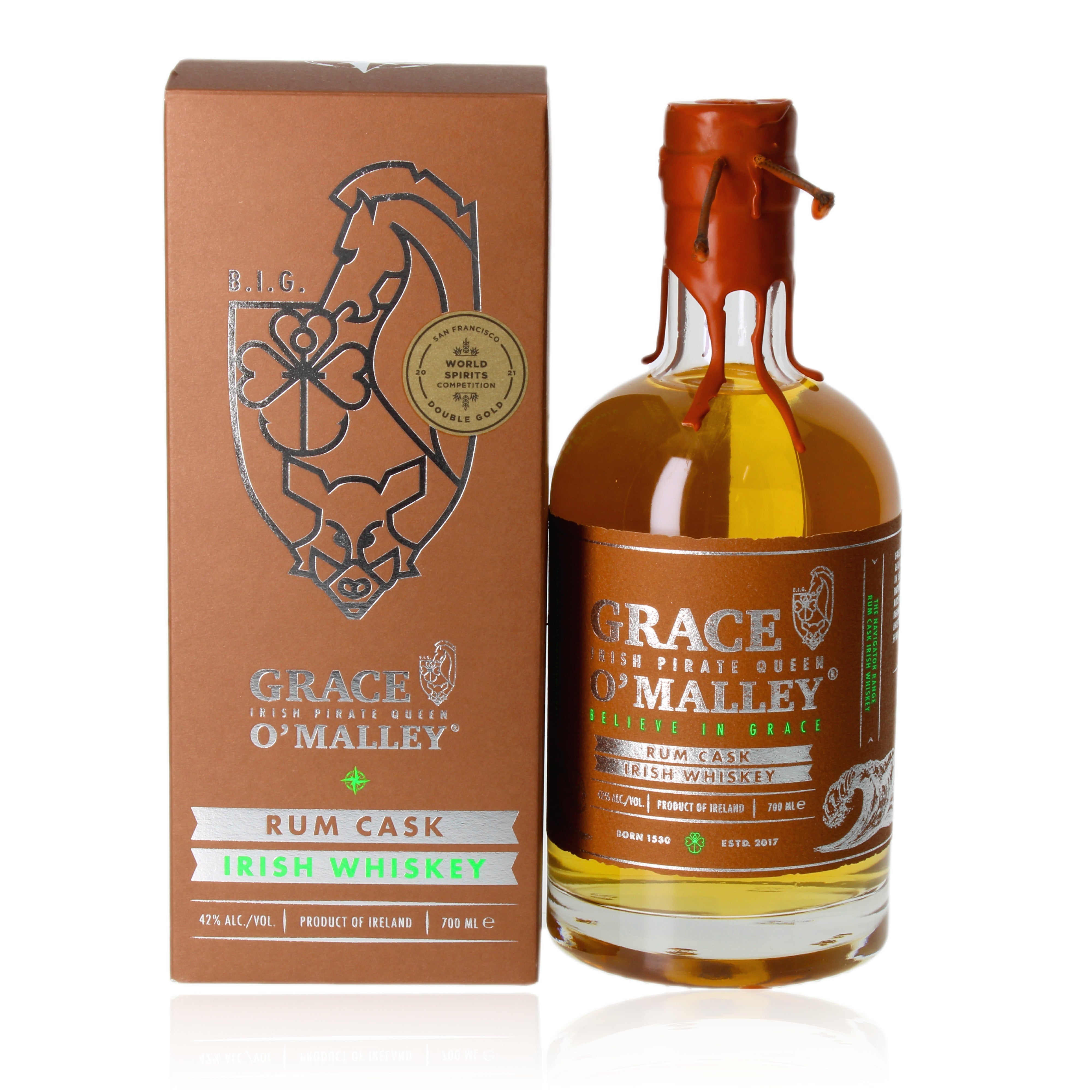 Grace O'Malley Rommi Cask Irish Whisky 0,7l, alk. 42 tilavuus-%