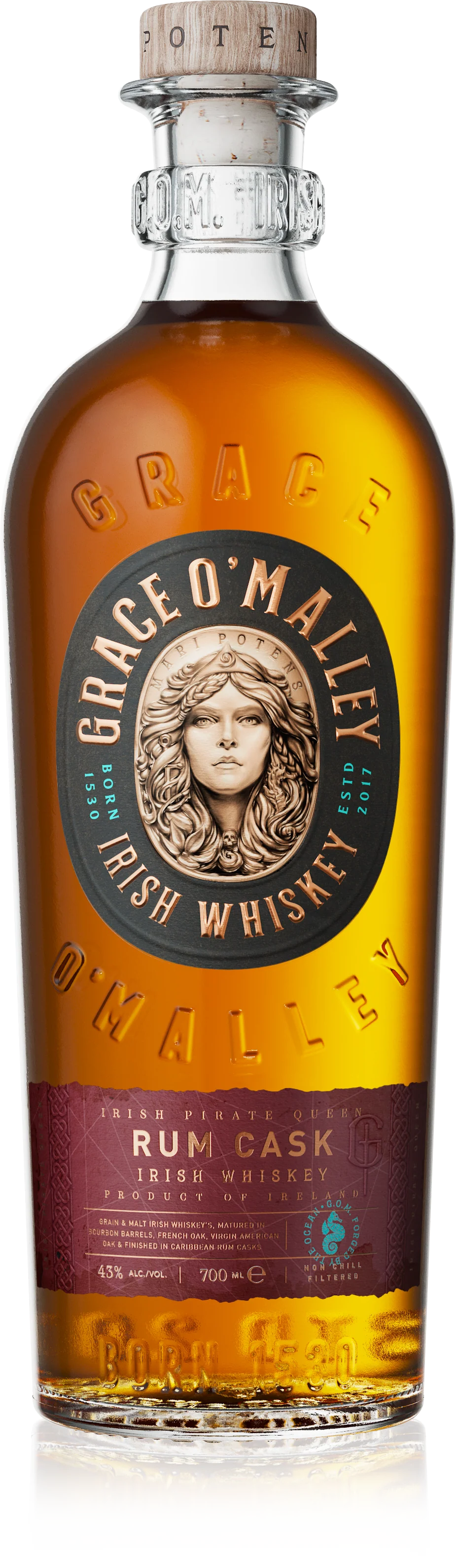 Grace O'Malley Rommi Cask Irish Whisky 0,7l, alk. 42 tilavuus-%