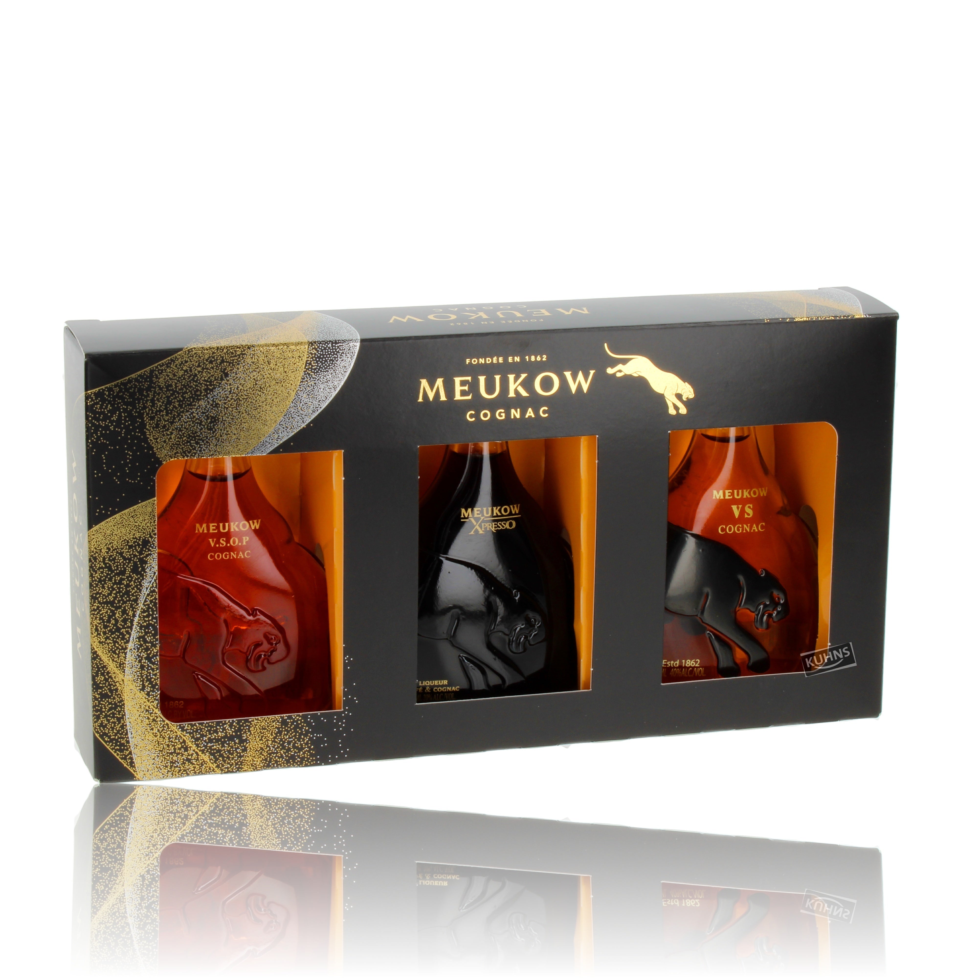 Meukow Moments Box -konjakki 3 x 0,05 l, alkoholia 20/40 %