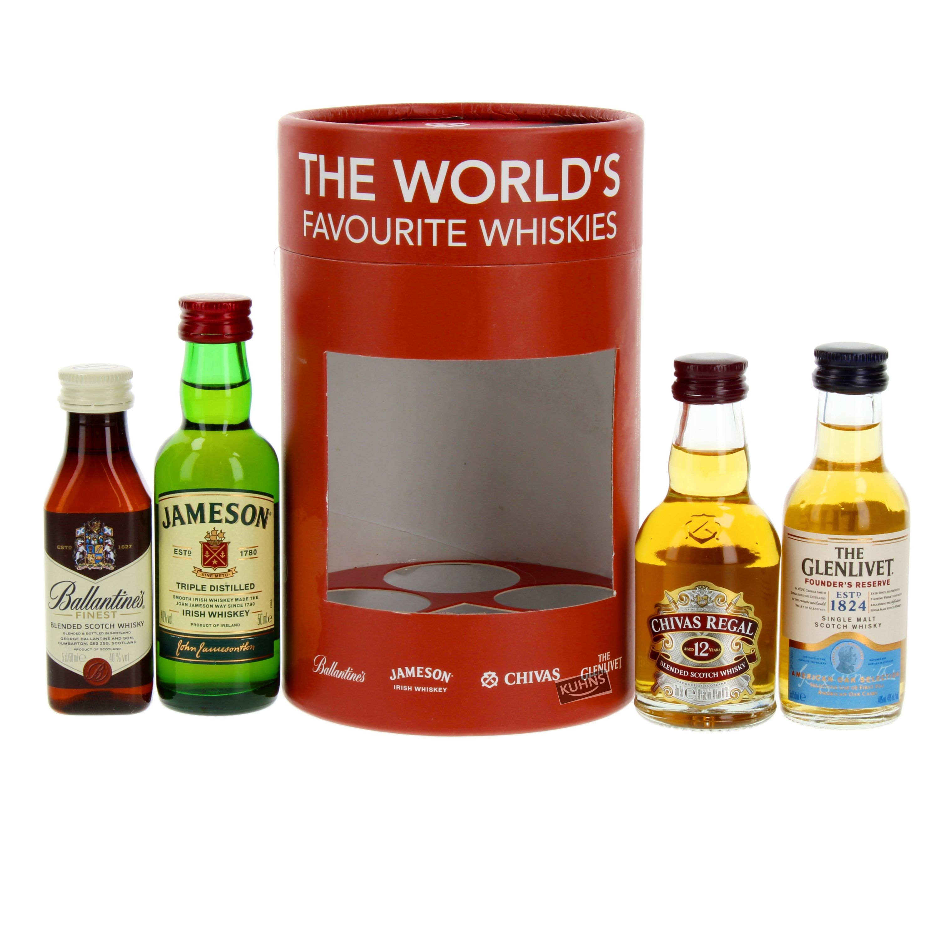 The World's Favourite Whiskies Set mit 4 Miniaturen á 0,05l, alc. 40 Vol.-%