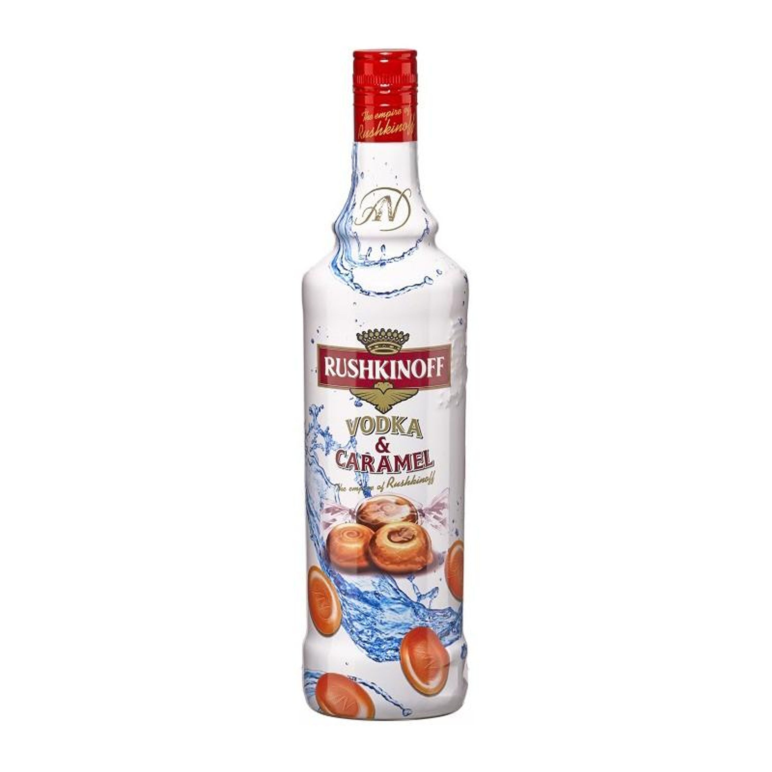 Rushkinoff Vodka & Caramel 1,0 Ltr. alk. 18 tilavuus-%