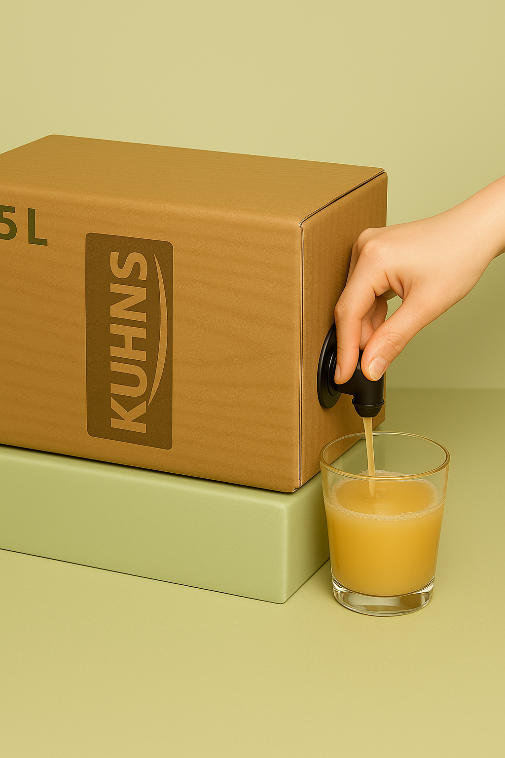 Kuhns omenamehu luonnollisesti samea hedelmäinen makea pussi laatikossa 5.0l