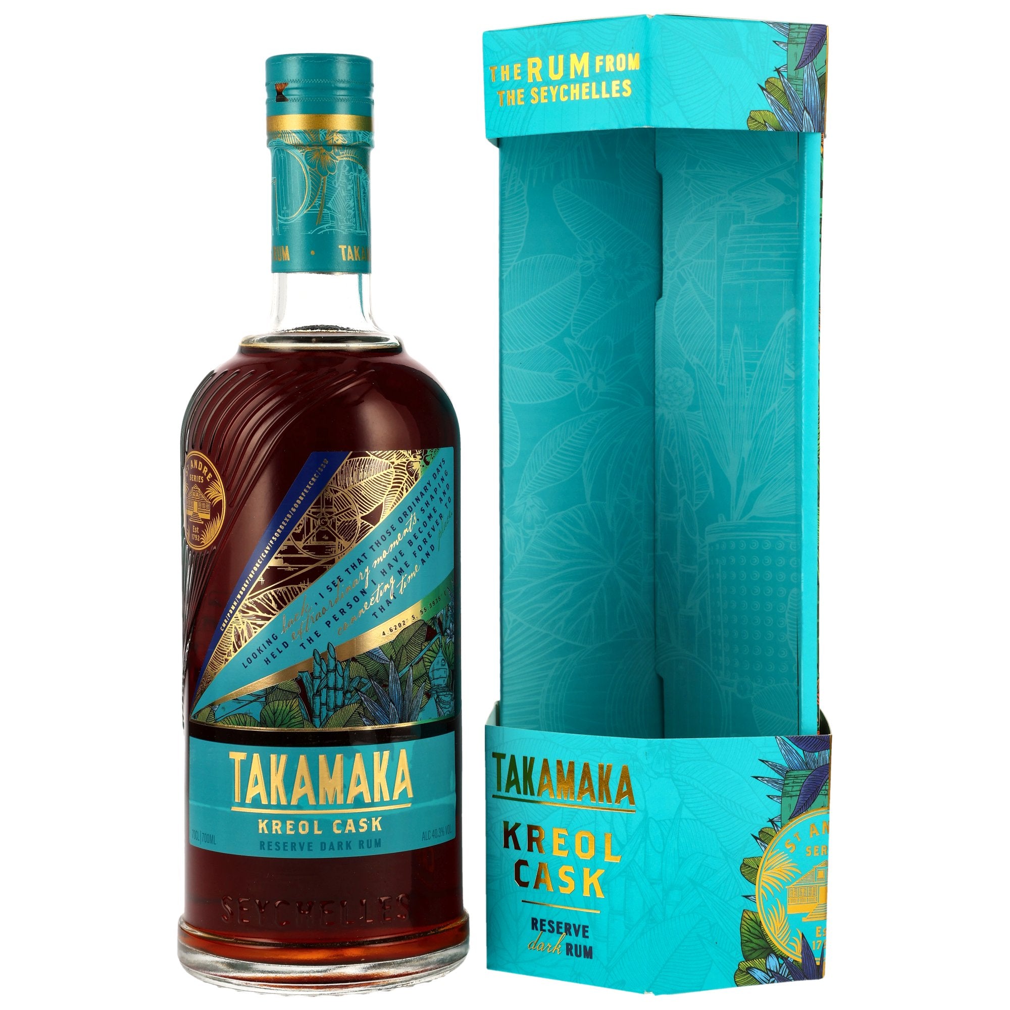 Takamaka Kreol Cask 0,7l, alc. 40,3 Vol.-%, Rum Seychellen