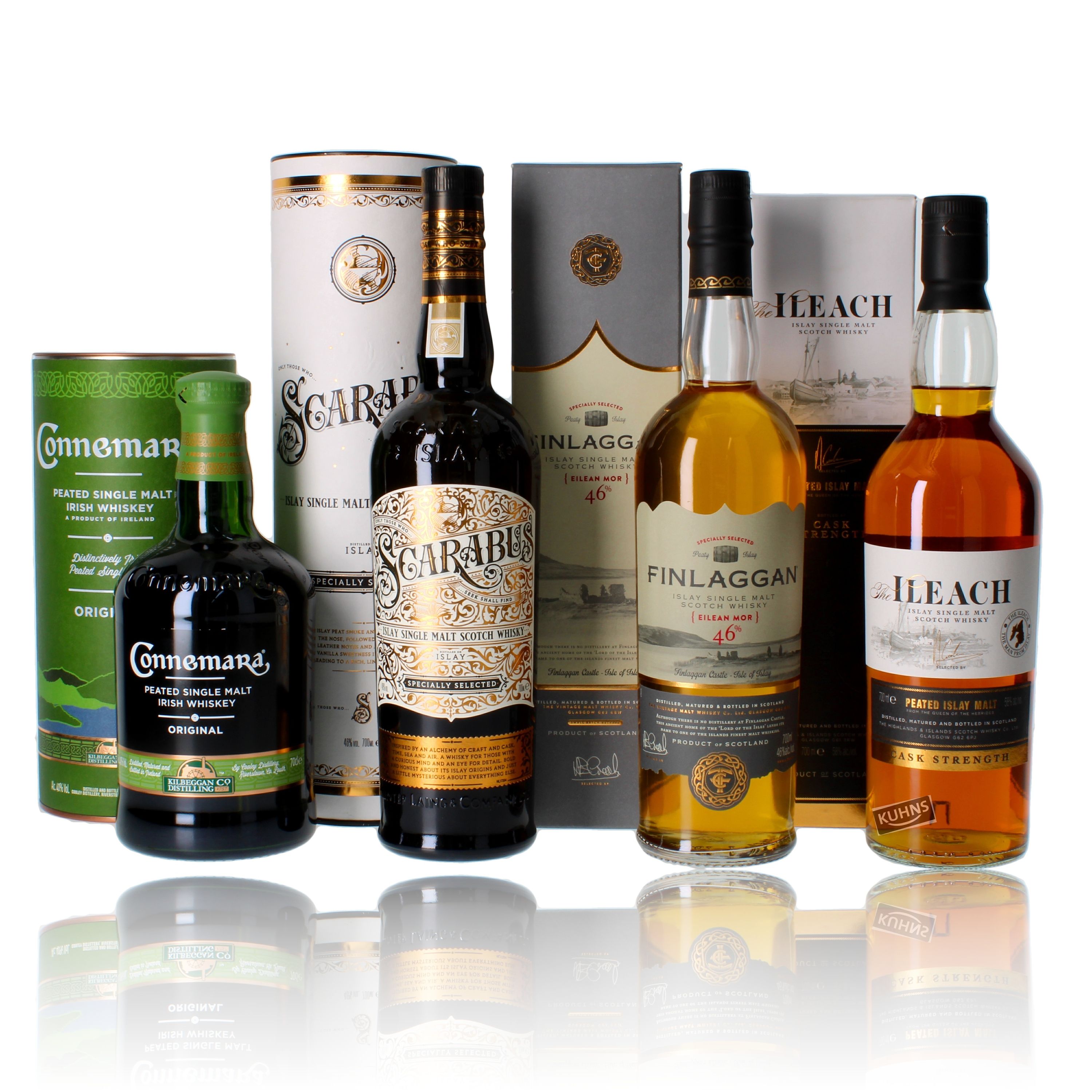 Genießer-Paket Whisky "rauchig & intensiv" 4x0,7l, alc. 40-58 Vol.-%