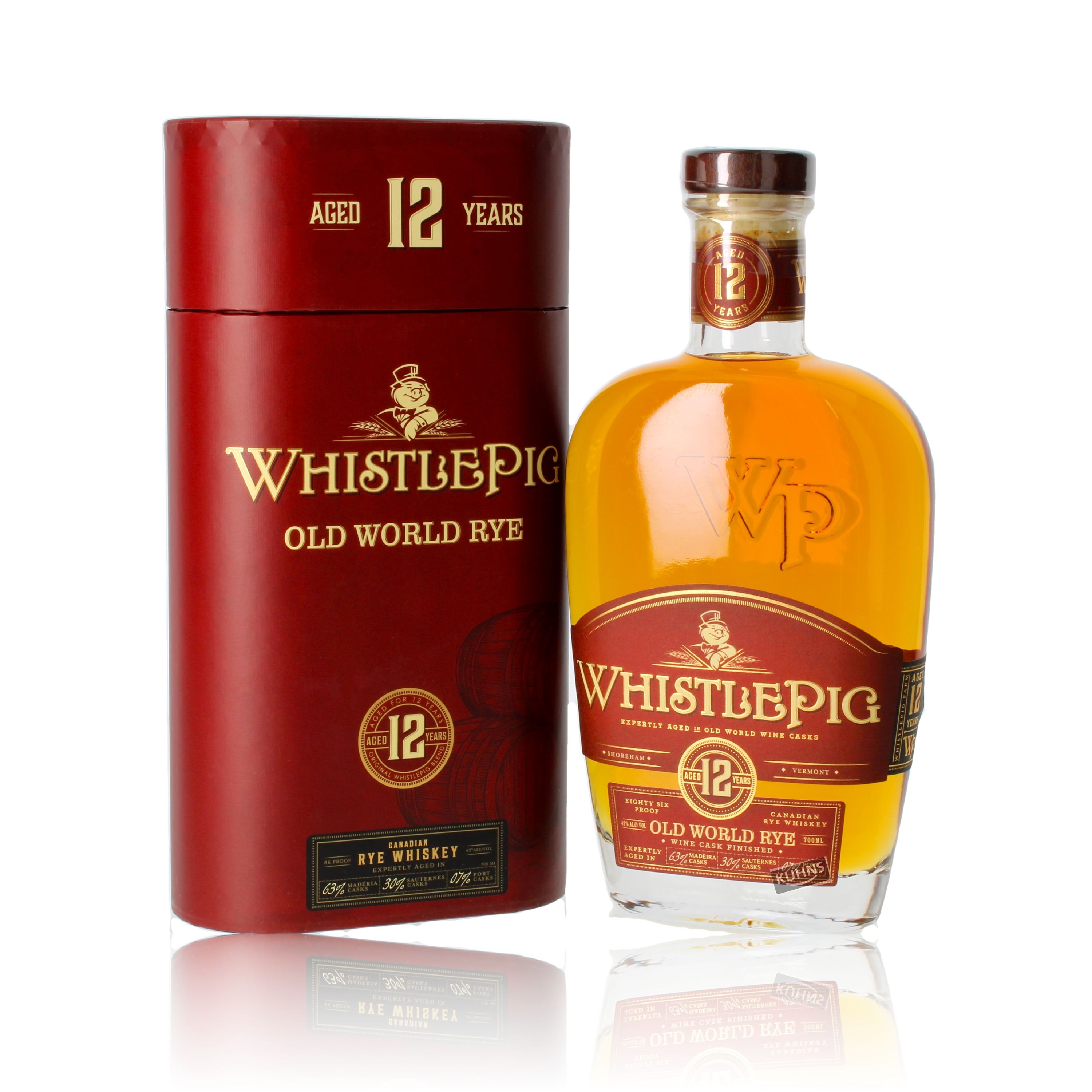 Whistlepig 12 Jahre Rye Whisky, 0,7l, alk. 43 tilavuus-%