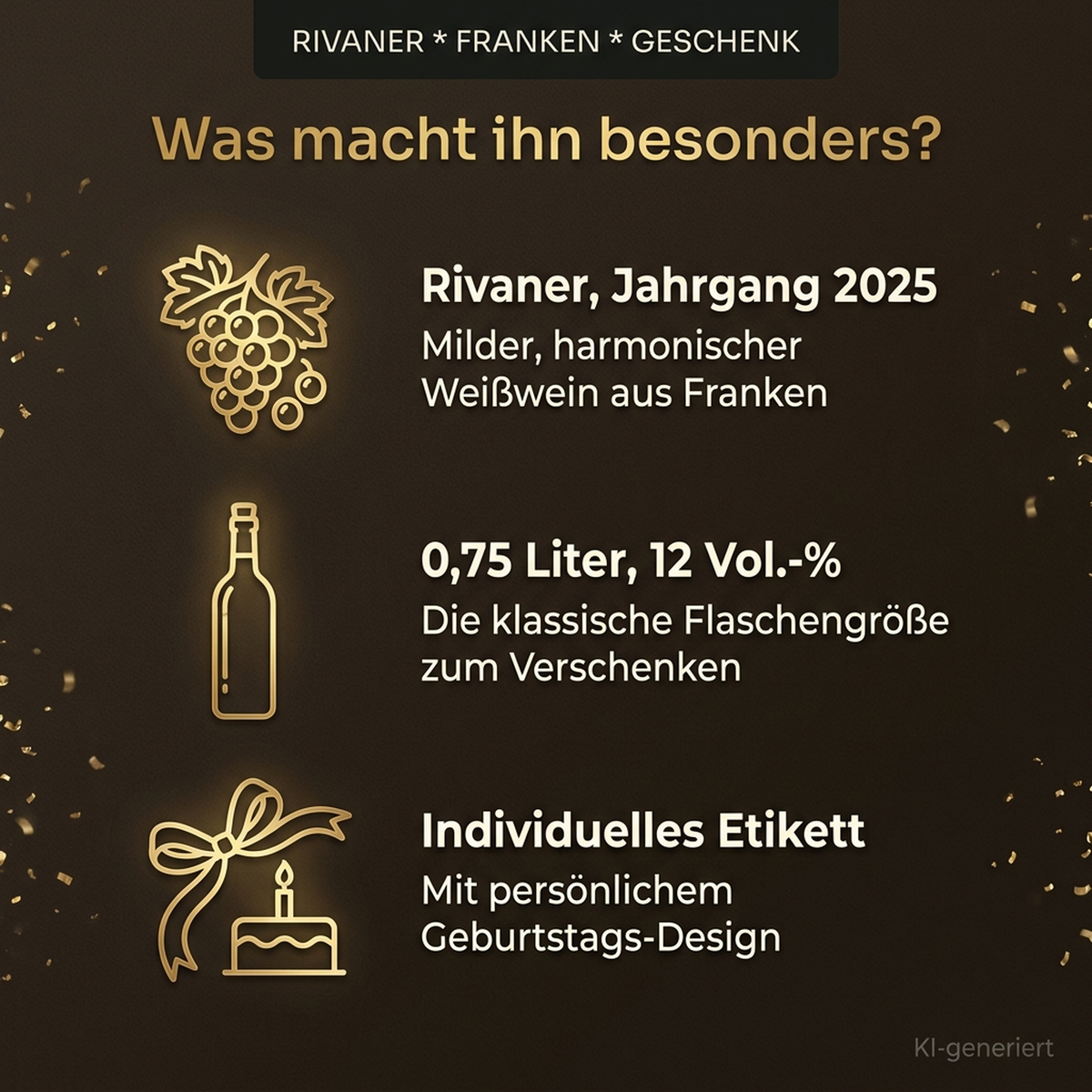 Geburtstagswein 80 Jahre Rivaner Franken - Zutaten und Eigenschaften Uebersicht
