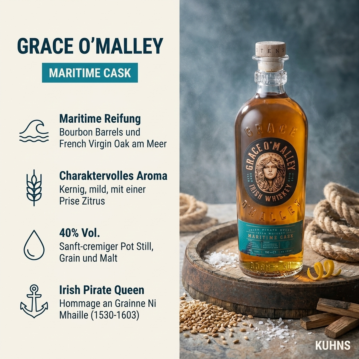 Grace O'Malley Maritime Cask Irish Whiskey 0.7l, alc. 40% by