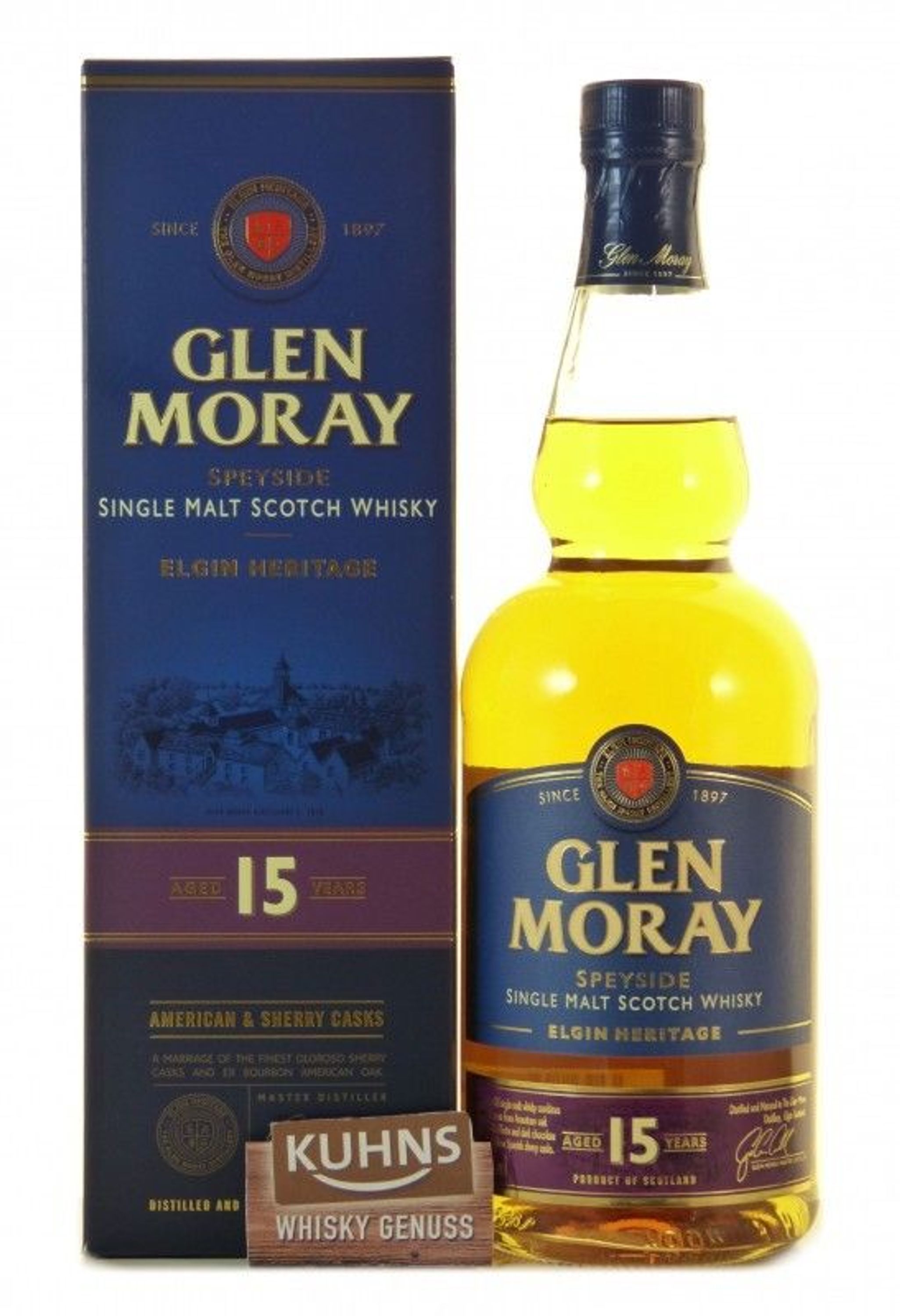 Glen Moray 15 Years Speyside Single Malt Scotch Whisky 0,7l, alk. 40 % tilavuudesta