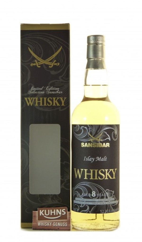 Sansibar-viski Islay Malt 8 vuotta 0,7l, alk. 52,2 tilavuusprosenttia.