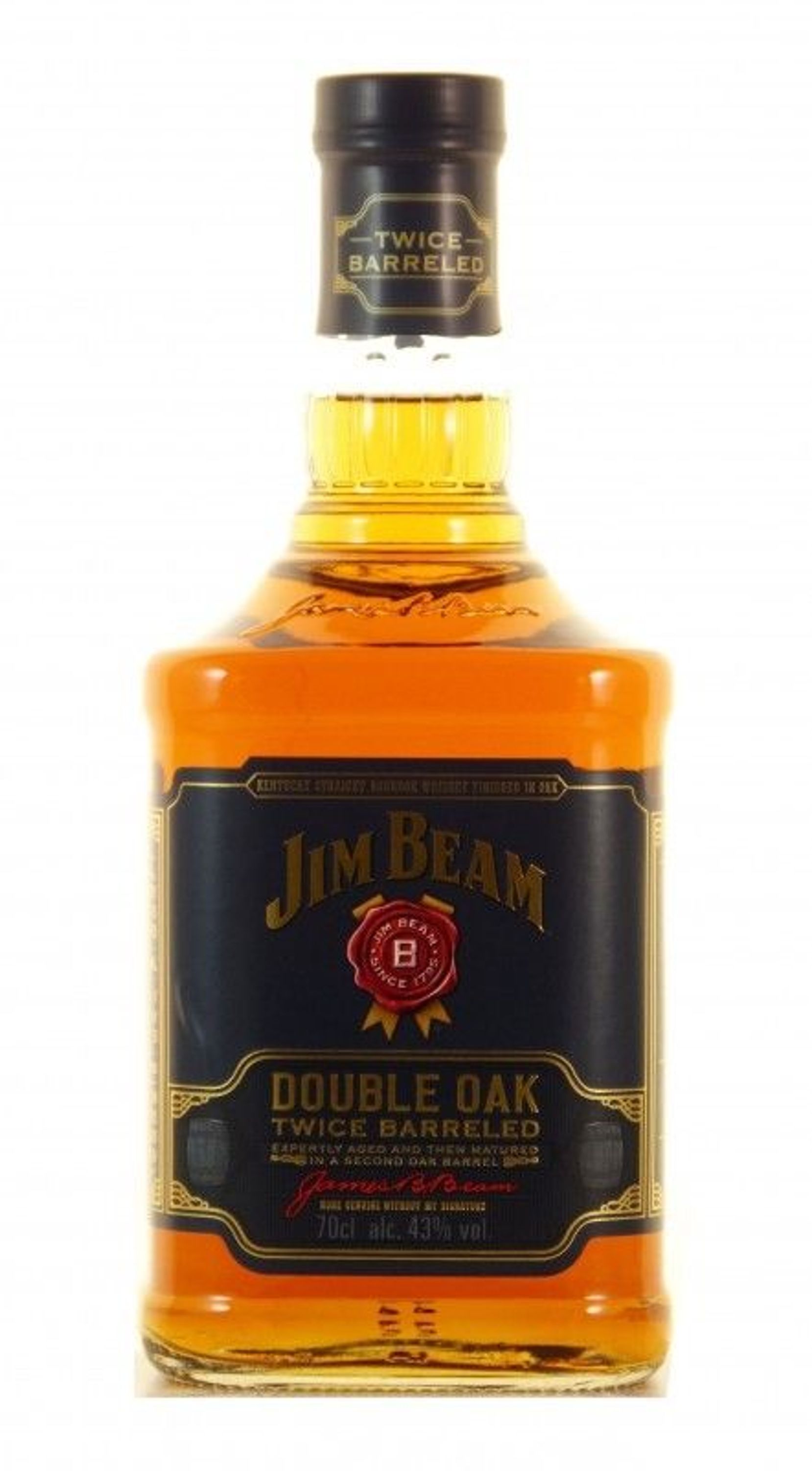 Jim Beam Double Oak Kentucky Straight Bourbon Whisky 0,7l, alk. 43 tilavuusprosenttia.