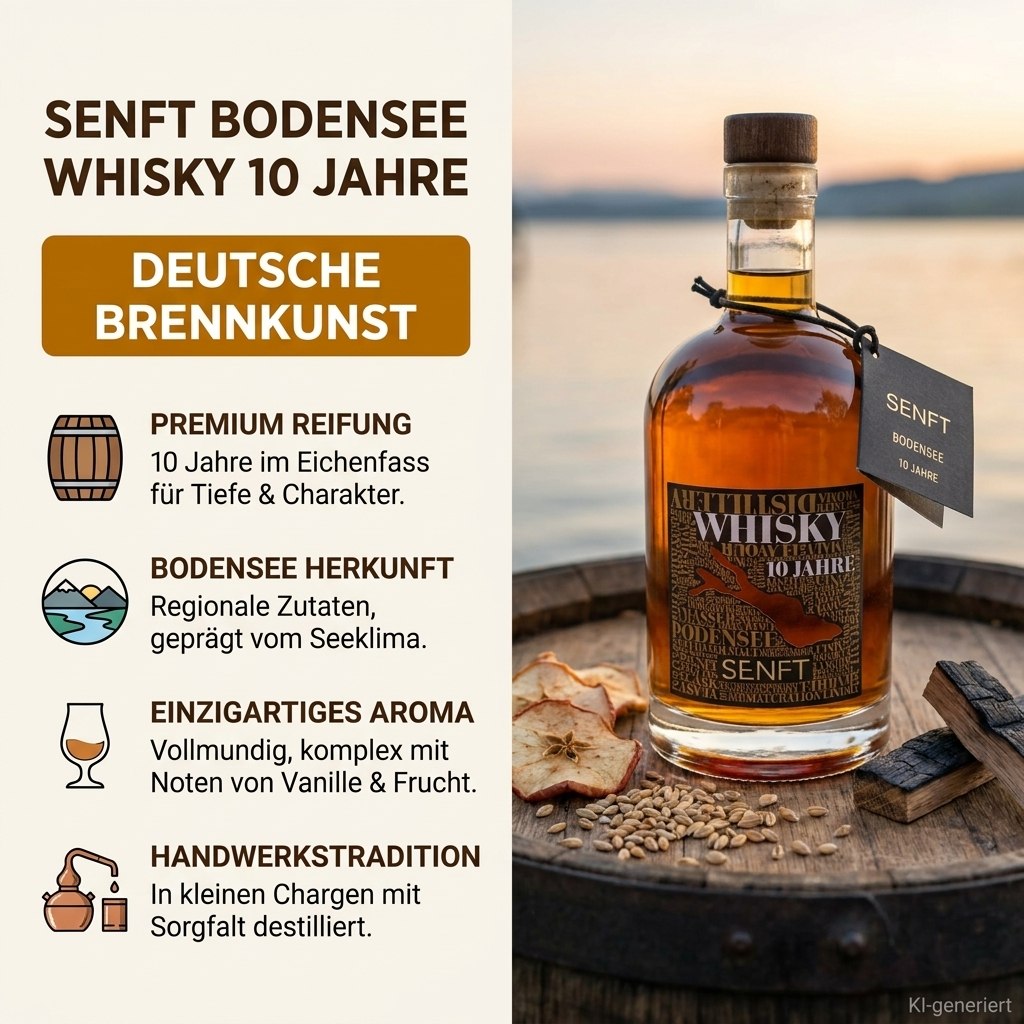 Senft Bodensee Single Malt Whisky 10 Años 0,5l, alc. 43% vol.