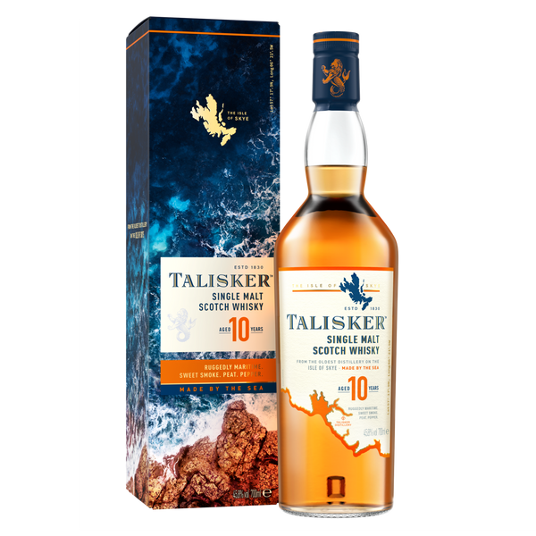 Talisker 10 vuotta 0,7l, alk. 45,8 tilavuusprosenttia.