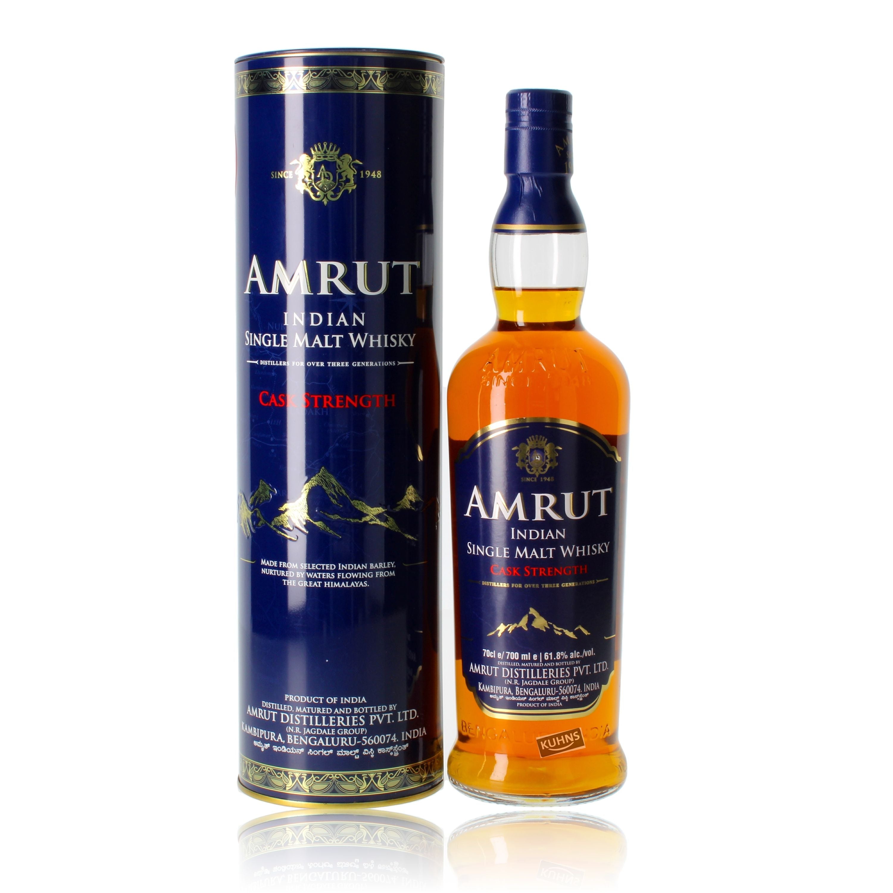 Amrut Cask Strength Indian Single Malt Whisky 0,7l, alk. 61,8 tilavuusprosenttia.