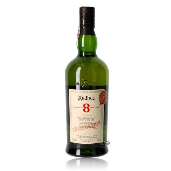 Ardbeg 8 vuotta Keskustelua varten 0,7l, alk. 50,8 tilavuusprosenttia.