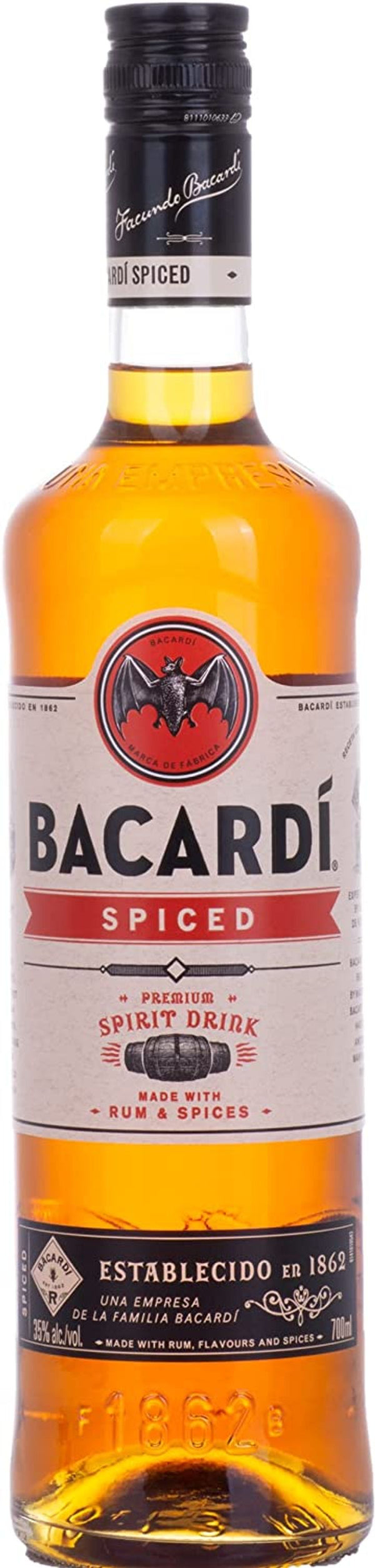 Bacardi Spiced Rum 0,7l, alk. 35 tilavuusprosenttia.