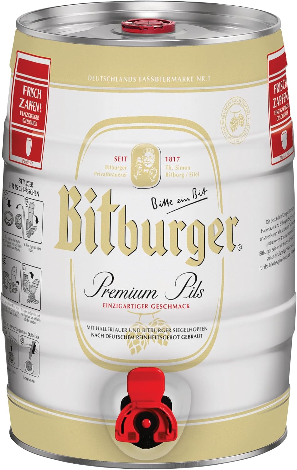 Bitburger Premium Pils Partyfass 5,0l, alc. 4,8 Vol.-%
