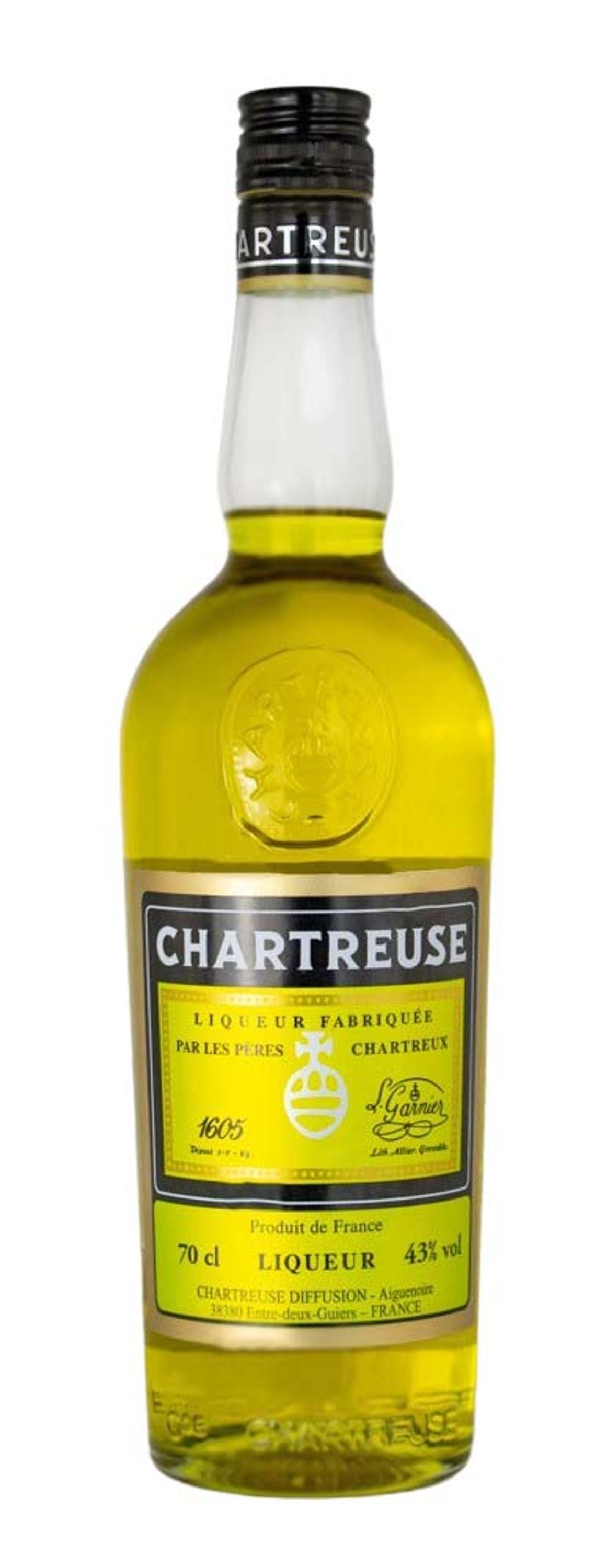Chartreuse keltainen 0,7l, alk. 43 tilavuusprosenttia, yrttilikööri Ranska