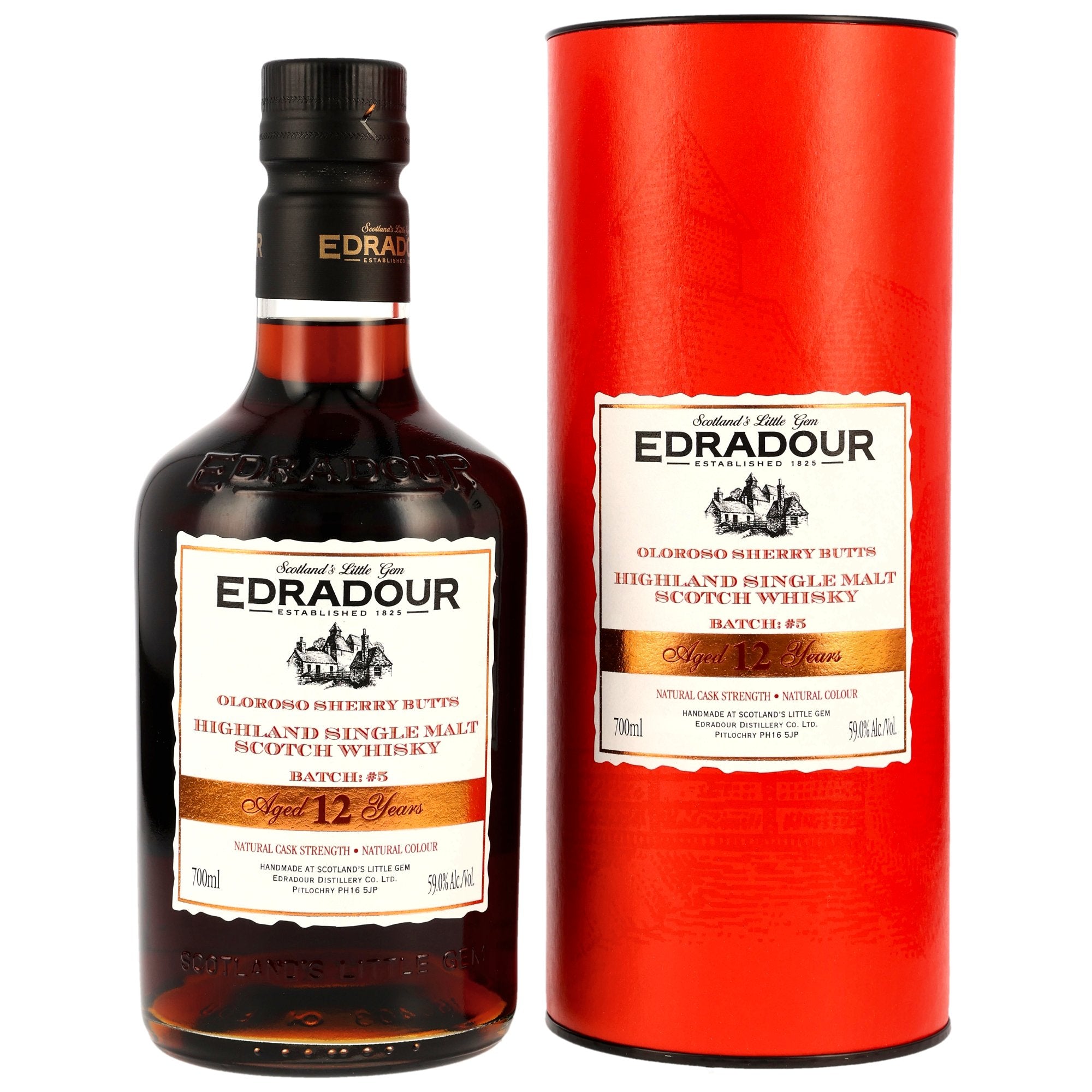 Edradour 12 vuotta Oloroso Sherry Butts 0,7l alk. 58,6 tilavuusprosenttia.