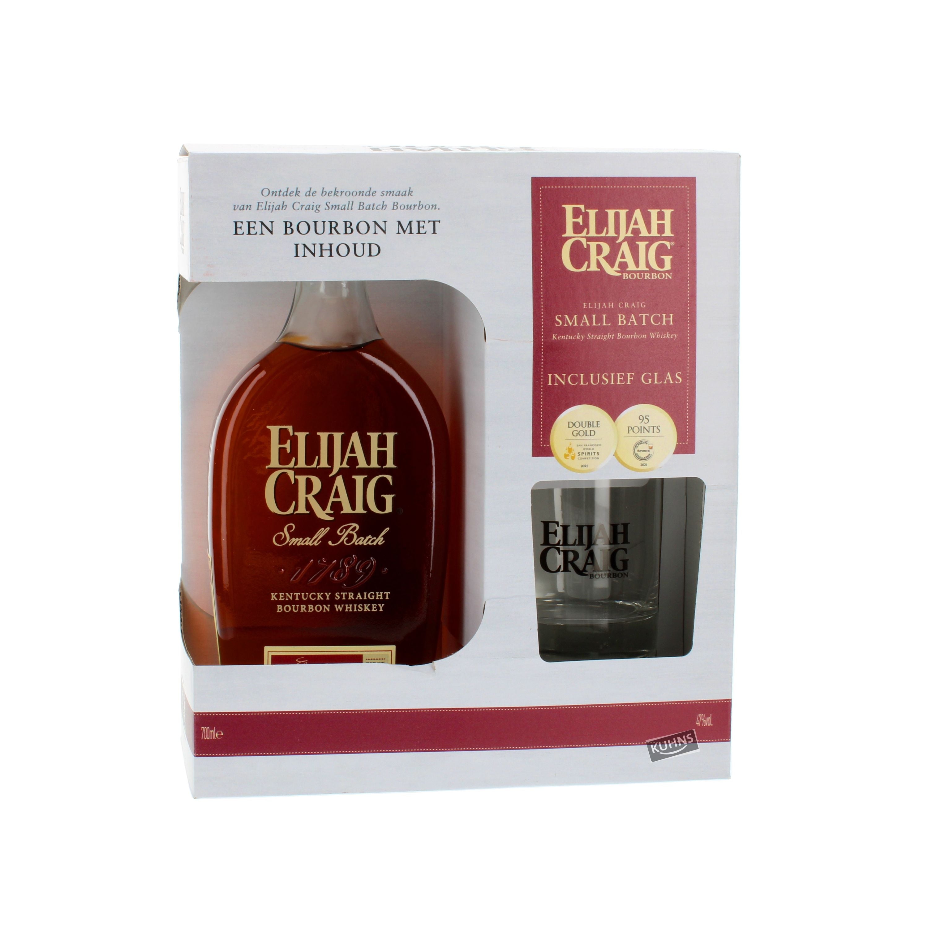 Elijah Craig Small Batch Gift Set Kentucky Straight Bourbon Whisky 0,7l, alk. 47 tilavuusprosenttia. 