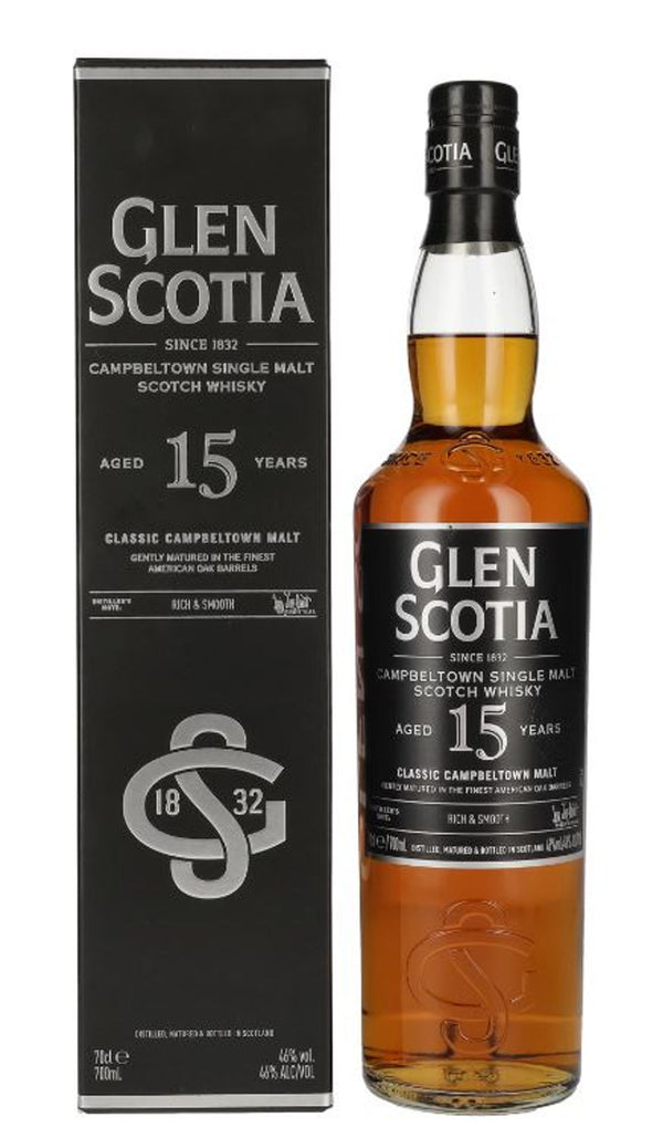 Glen Scotia 15 vuotta 0,7l, alk. 46 tilavuusprosenttia.