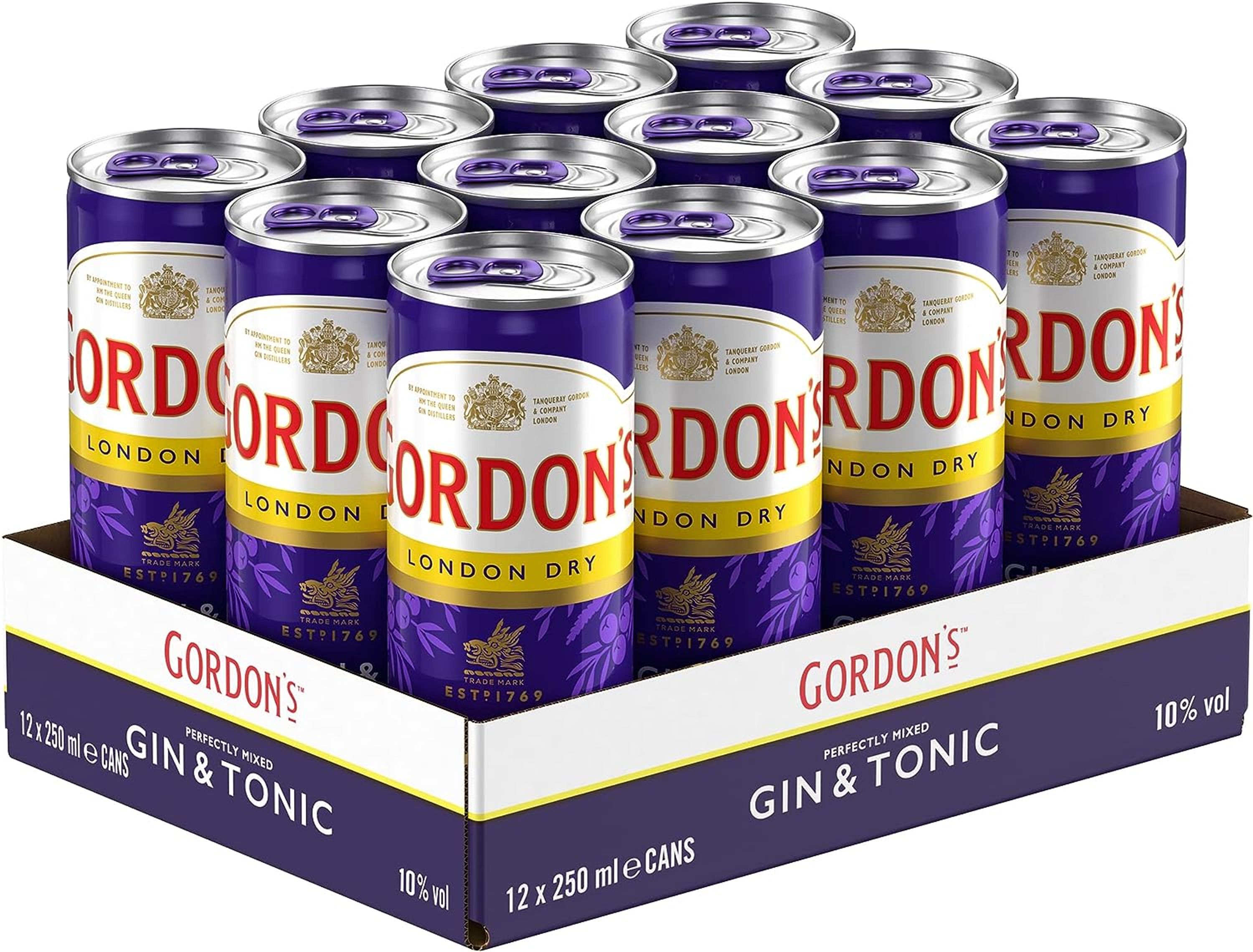 Gordon's London Dry Gin &amp; Tonic -vesitarjotin 12x0,25l, alk. 10 % tilavuudesta
