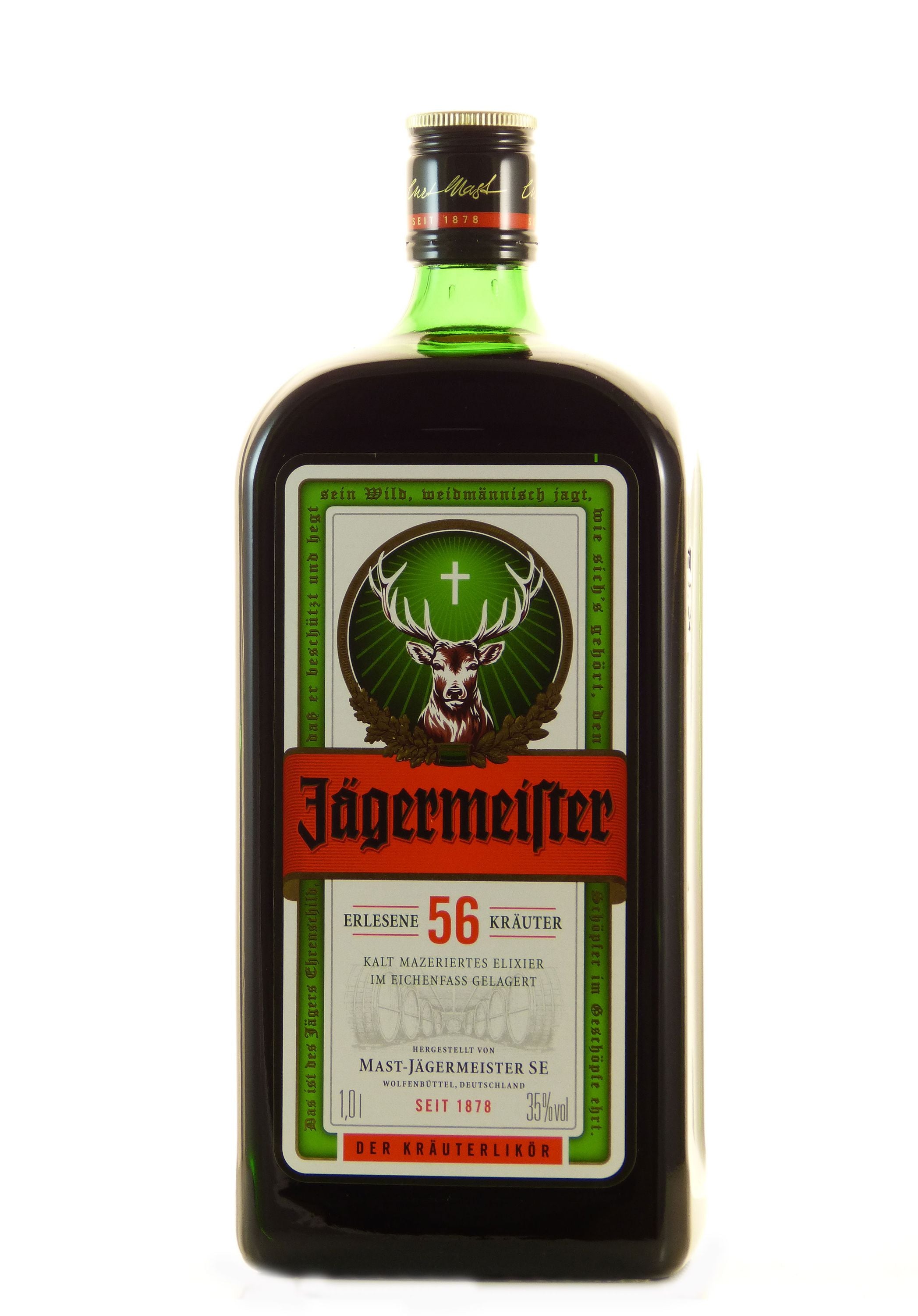 Jägermeister 1,0l alk. 35 tilavuusprosenttia.