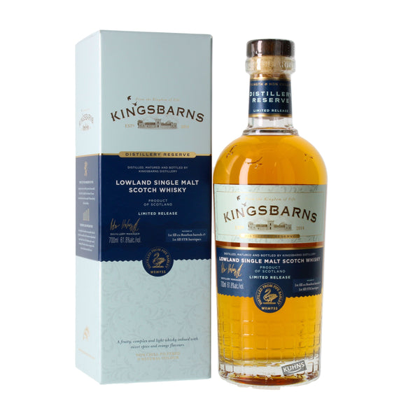 Kingsbarns Distillery Reserve 2021 0,7l, alk. 61,8 tilavuusprosenttia.