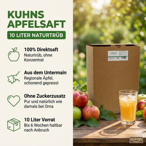 Kuhns Apfelsaft 10L – Neues Produktbild Split Layout