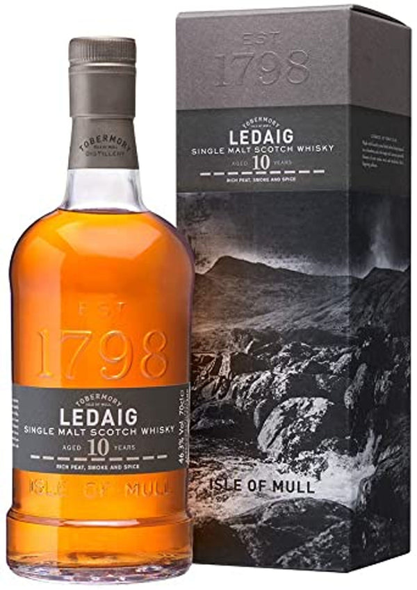 Ledaig 10 Years Single Malt Scotch Whisky, 0,7l, alk. 46,3 tilavuusprosenttia.