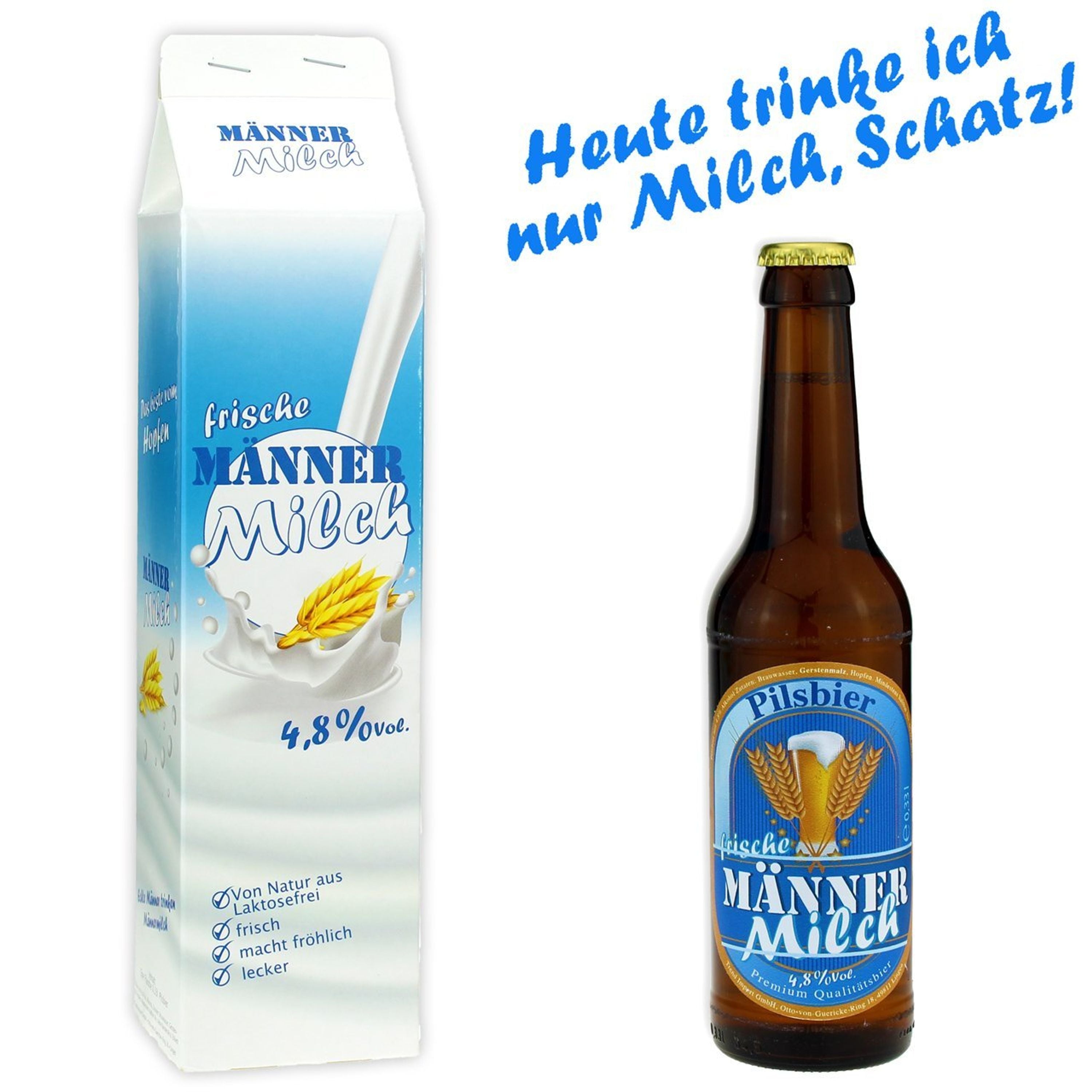 Men's milk 0.33l, alc. 4.8% by volume, gift items Pils beer