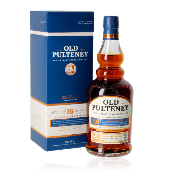 Old Pulteney 16 vuotta viskiä 0,7l, alk. 46 tilavuusprosenttia.