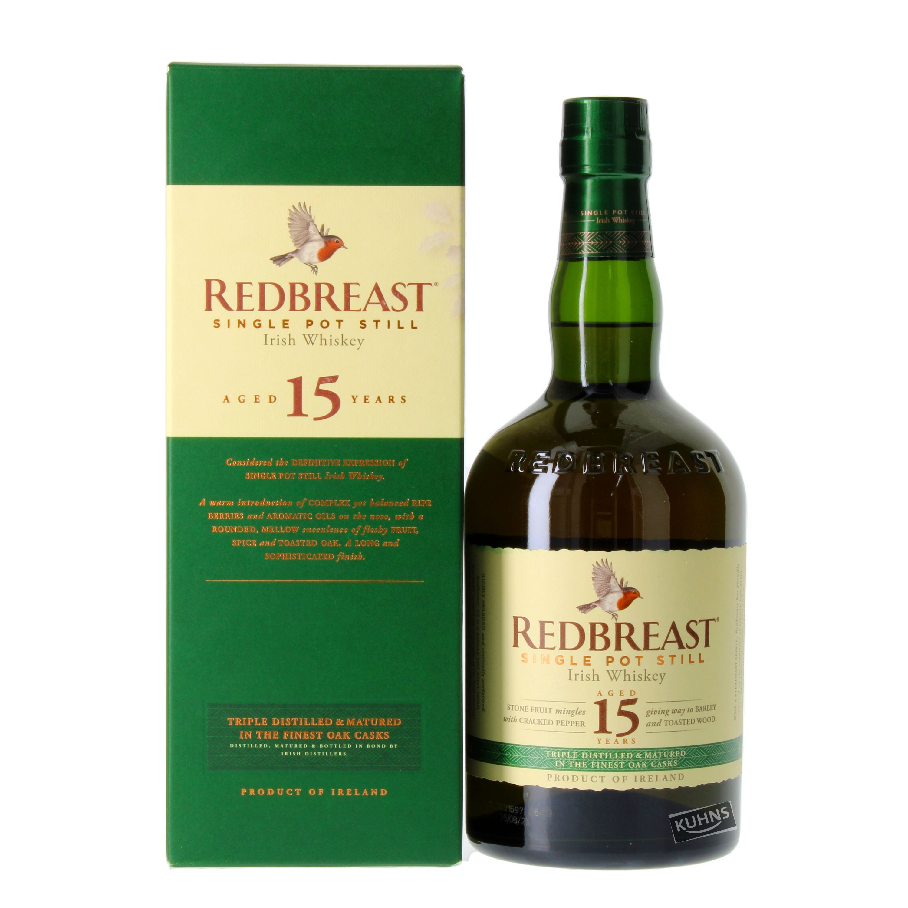 Redbreast 15 Years Single Pot Still Irish Whisky 0,7l, alk. 46 % tilavuudesta