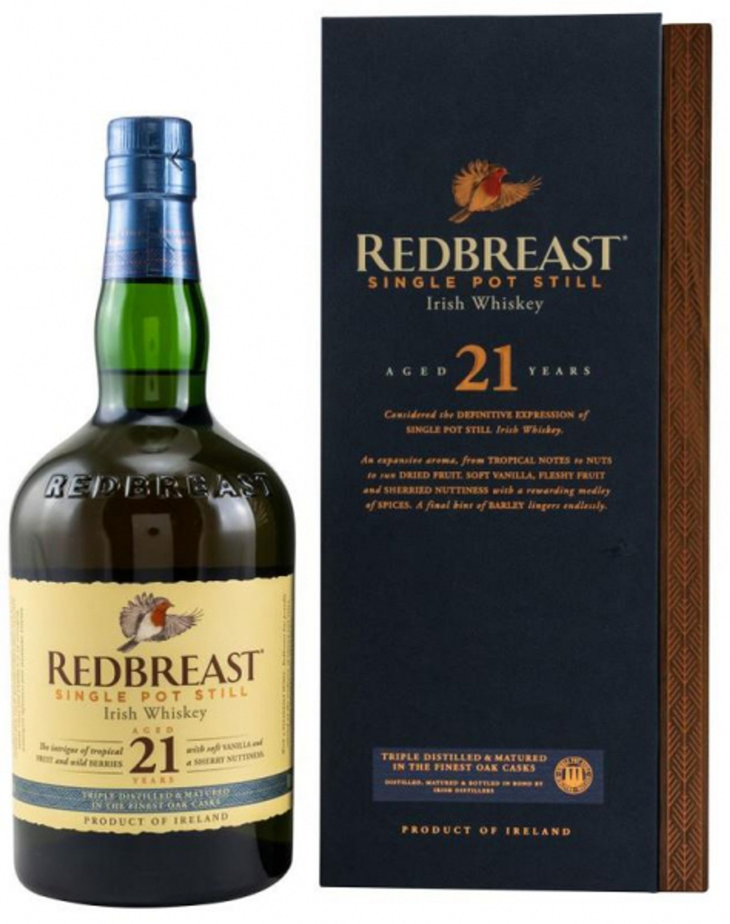 Redbreast 21 Years Single Pot Still Irish Whisky 0,7l, alk. 46 % tilavuudesta