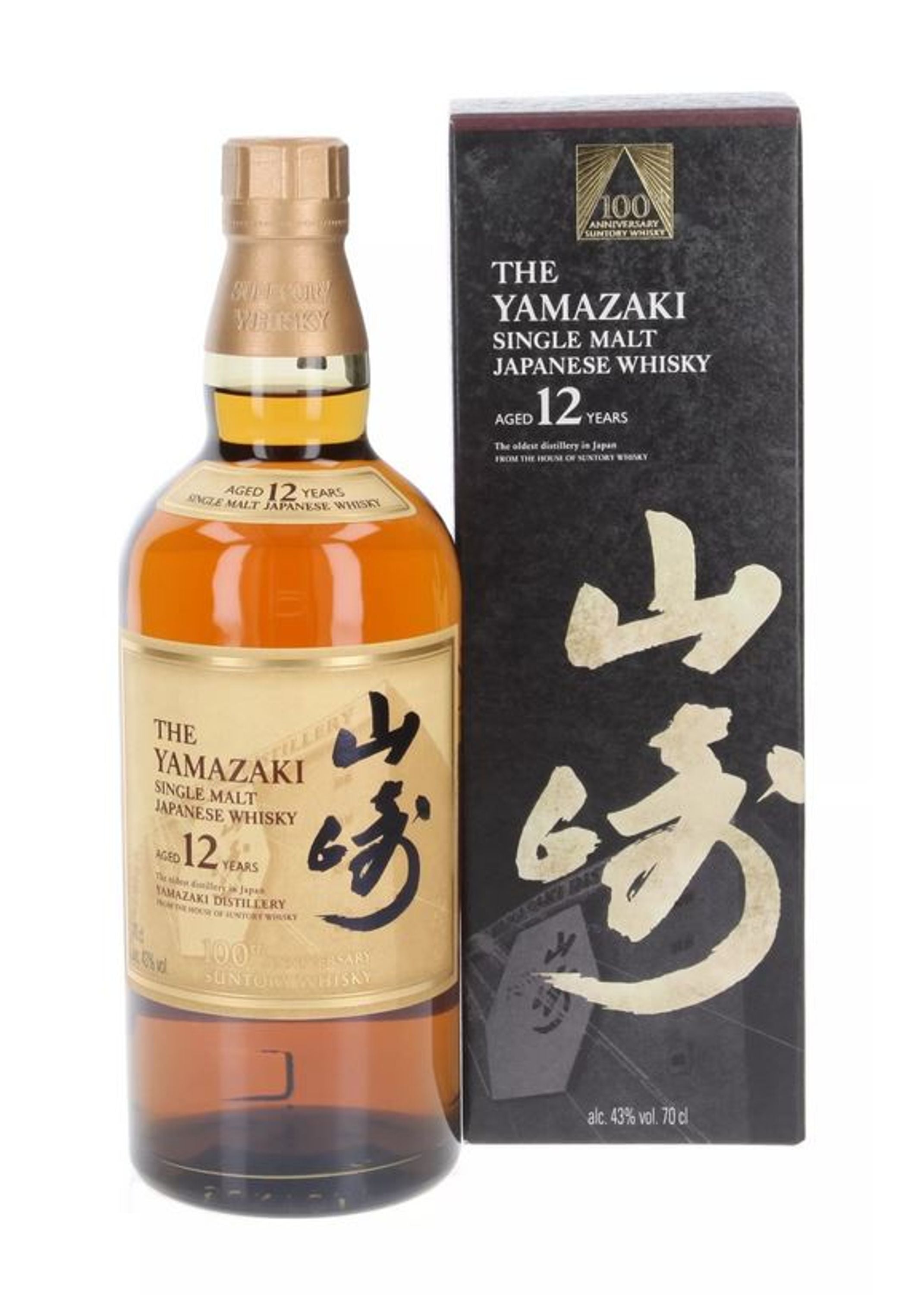 Yamazaki 12 vuotta 100 vuotta 0,7 l, alk. 43 tilavuusprosenttia.