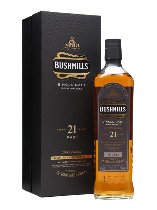 Bushmills 21 Years Irish Whisky 0,7l, alk. 40 % tilavuudesta