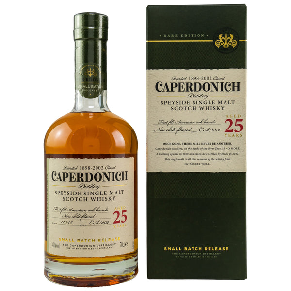 Caperdonich 25 Years Speyside Single Malt Scotch Whisky 0,7l, alk. 48 tilavuusprosenttia.