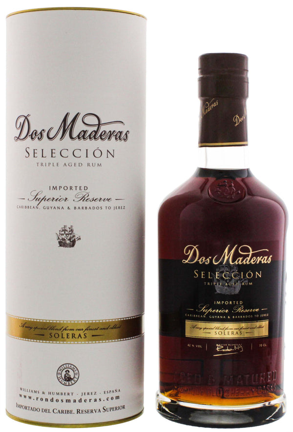 Dos Maderas Seleccion Triple Aged Rommi 0,7l, alk. 42 tilavuusprosenttia.