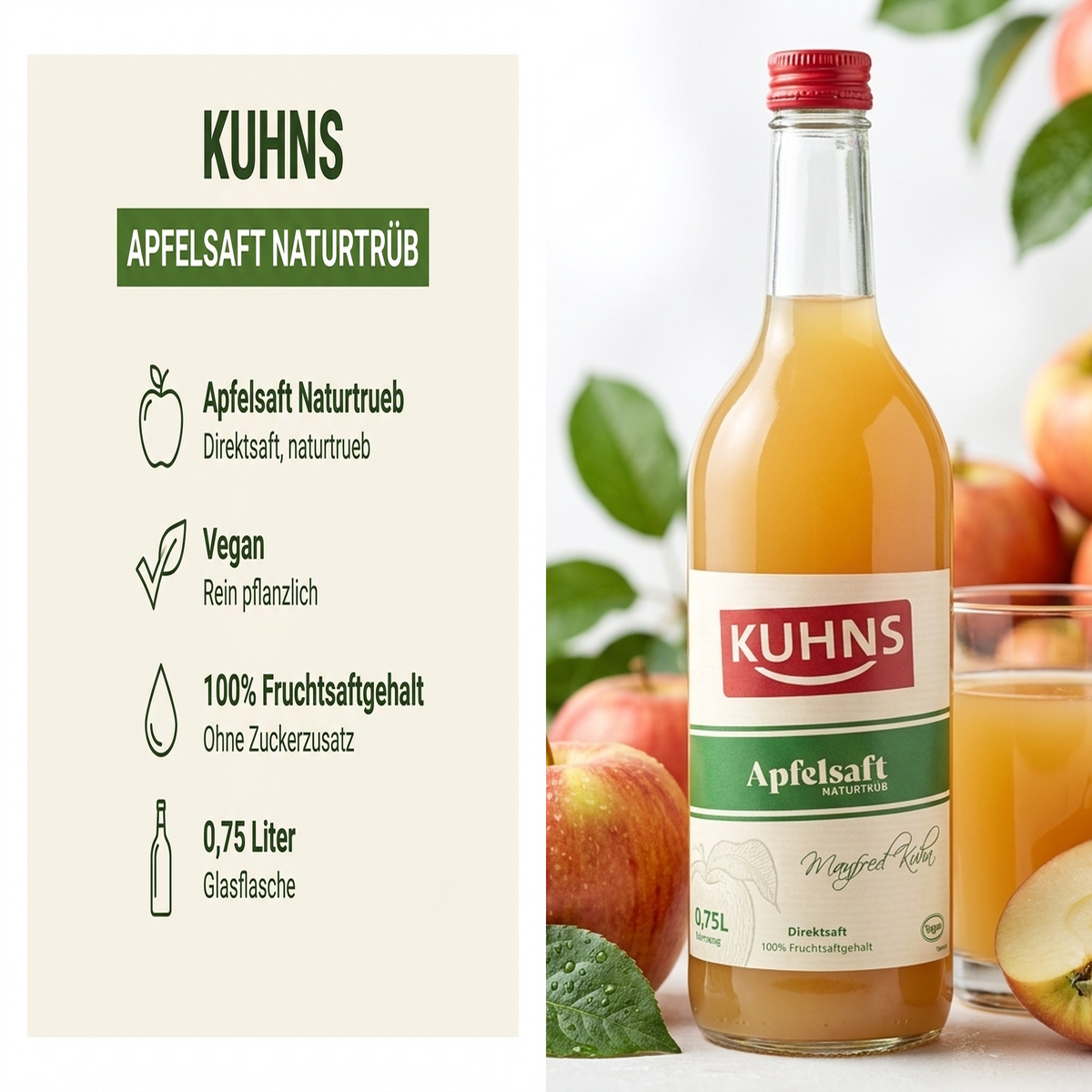 kuhns saft apfelsaft naturtrueb split 2000