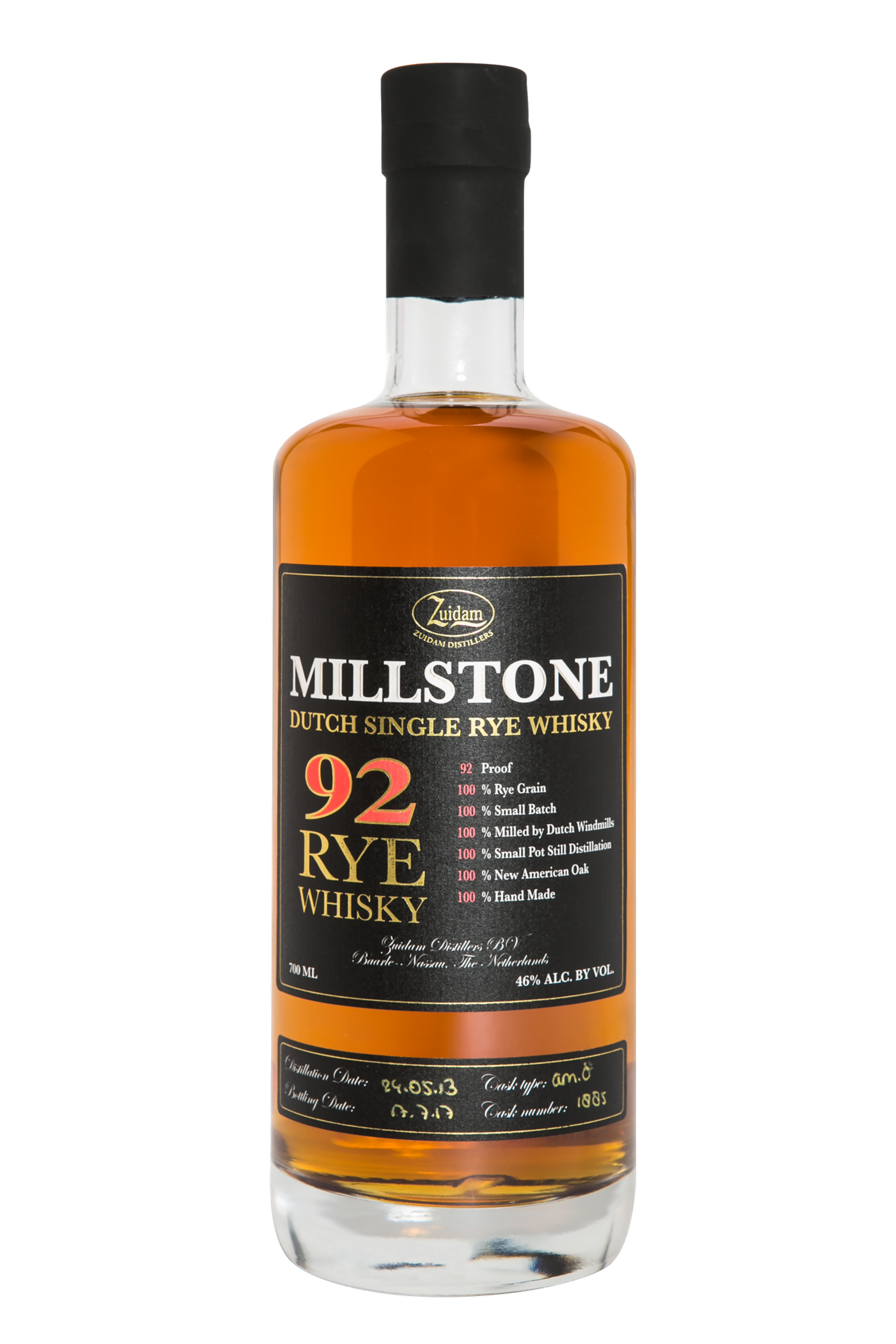 Zuidam Millstone 92 Single Rye Whisky, 0,7l, alc. 46 Vol.-%