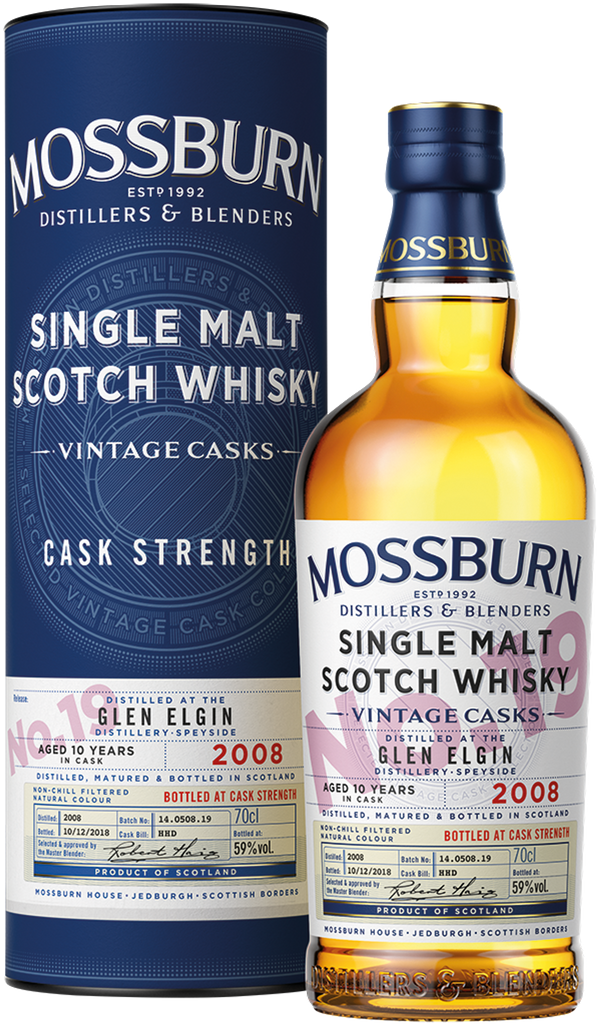 Mossburn 10 vuotta Glen Elgin Cask No.19 0,7l, alk. 59 tilavuusprosenttia.