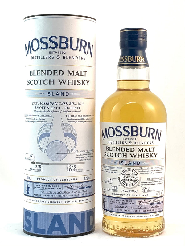 Mossburn Island Smoke and Spice Blend 0,7l, alk. 46 tilavuusprosenttia.