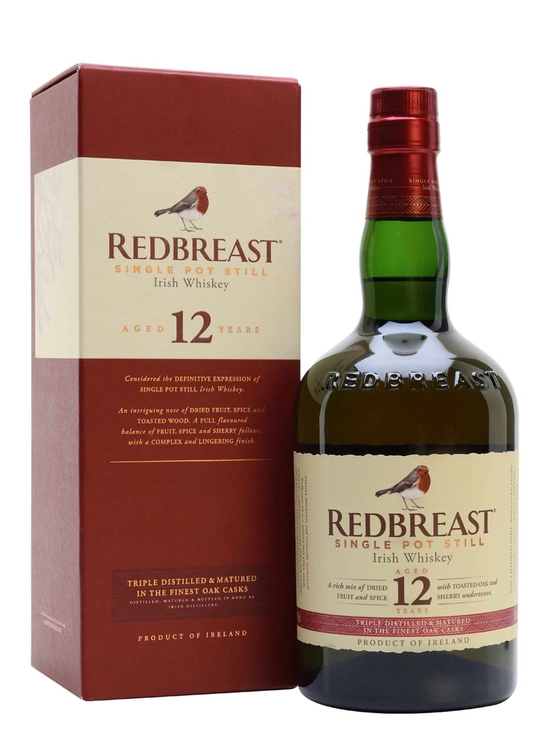 Redbreast 12 Years Single Pot Still Irish Whisky 0,7l, alk. 40 % tilavuudesta