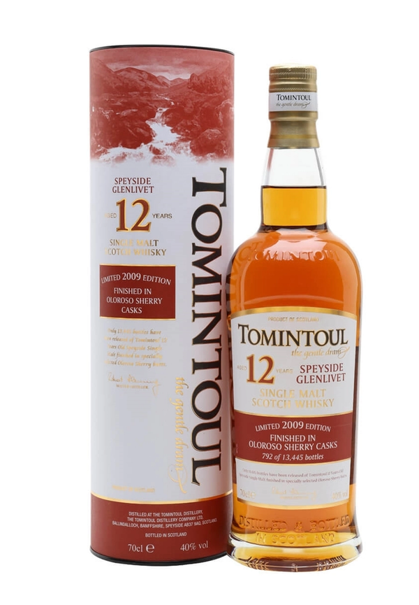 Tomintoul 12 vuotta Oloroso Sherry Finish 0,7l, alk. 40 % tilavuudesta