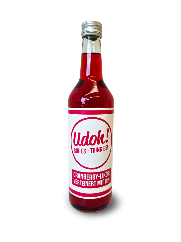 UDOH'S liqueur 0.5l, alc. 17% vol cranberry gin liqueur 